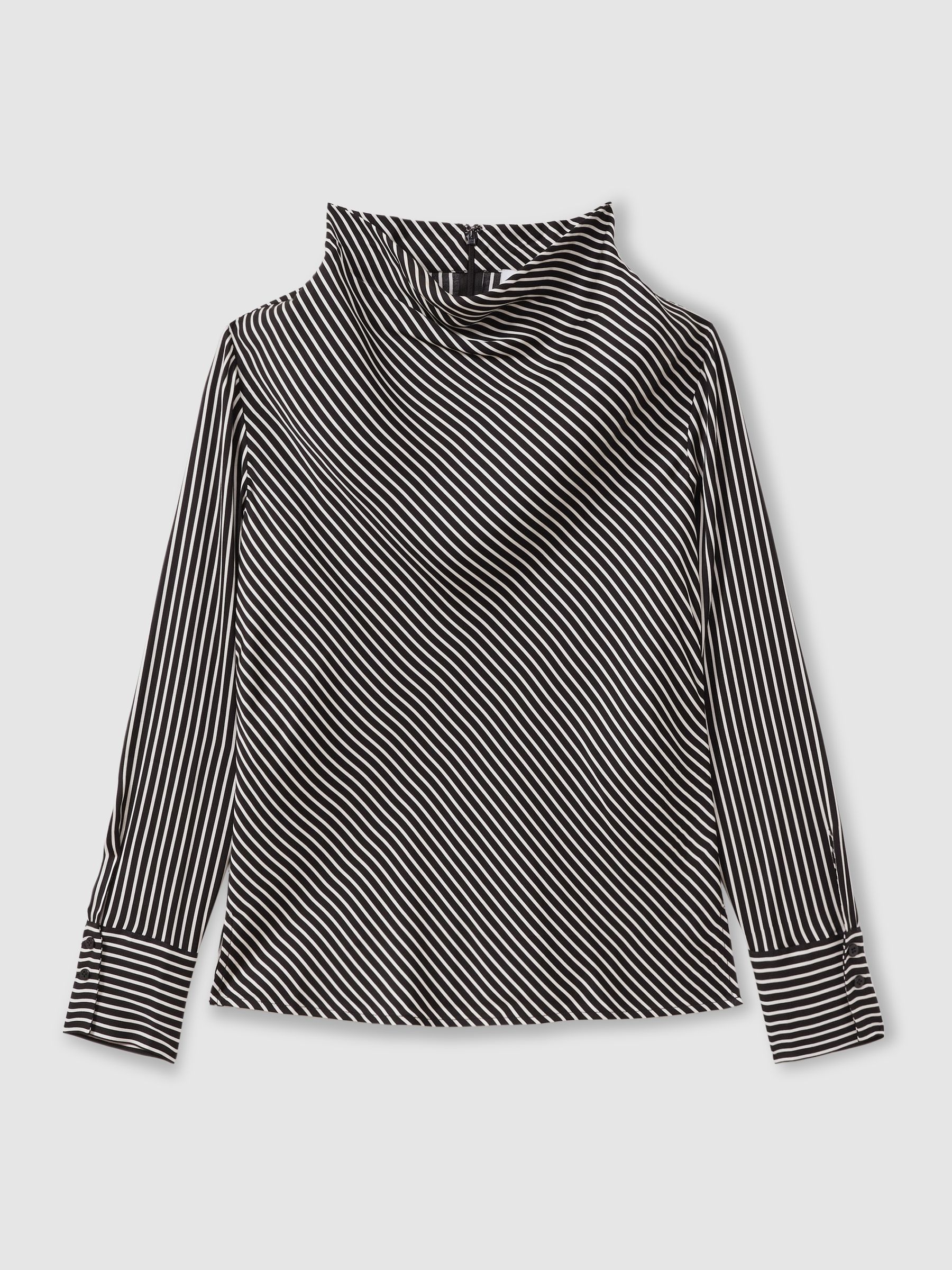 Addison Black Striped Cowl Neck Top