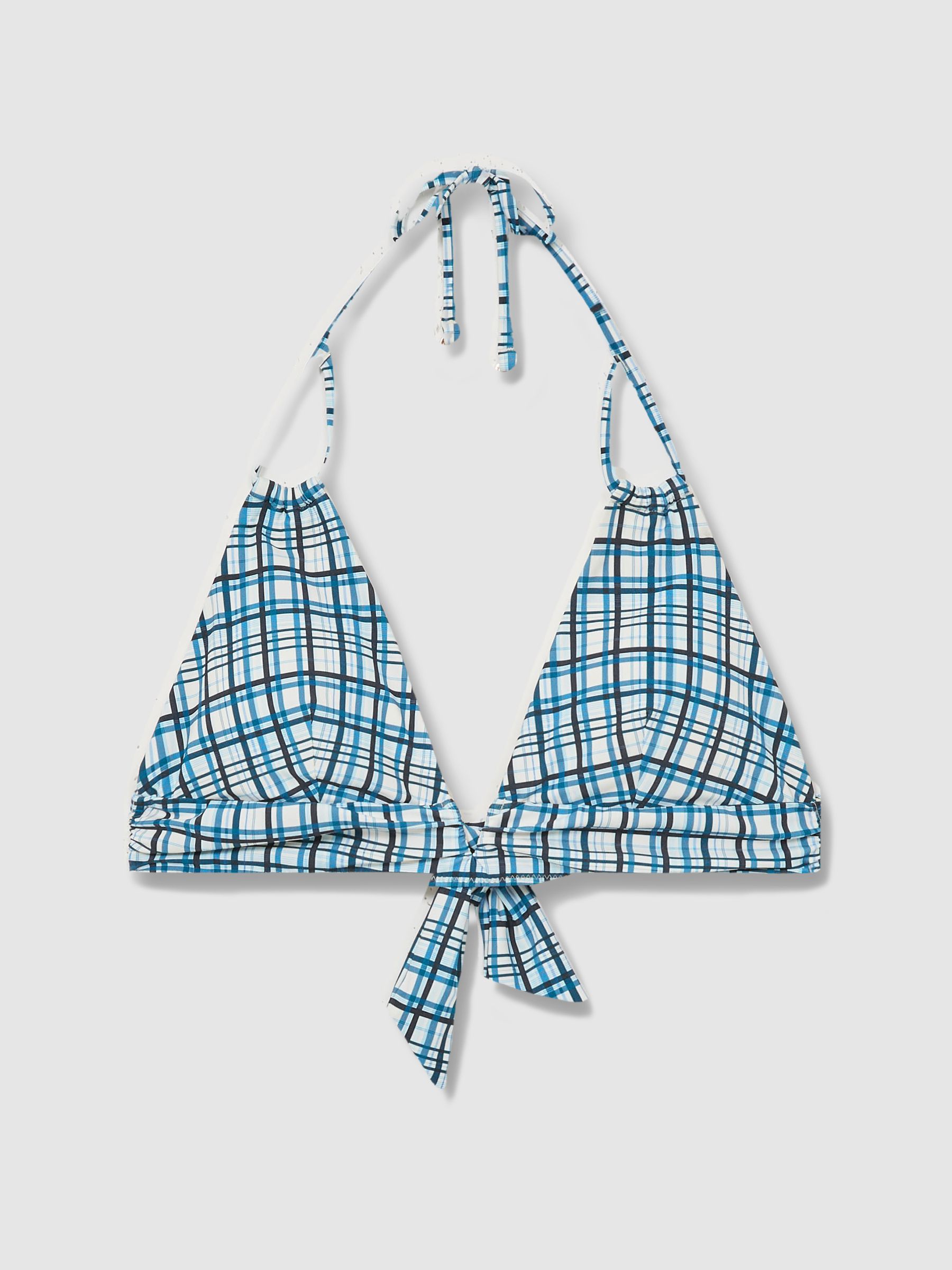 Check Halterneck Bikini Top in Blue