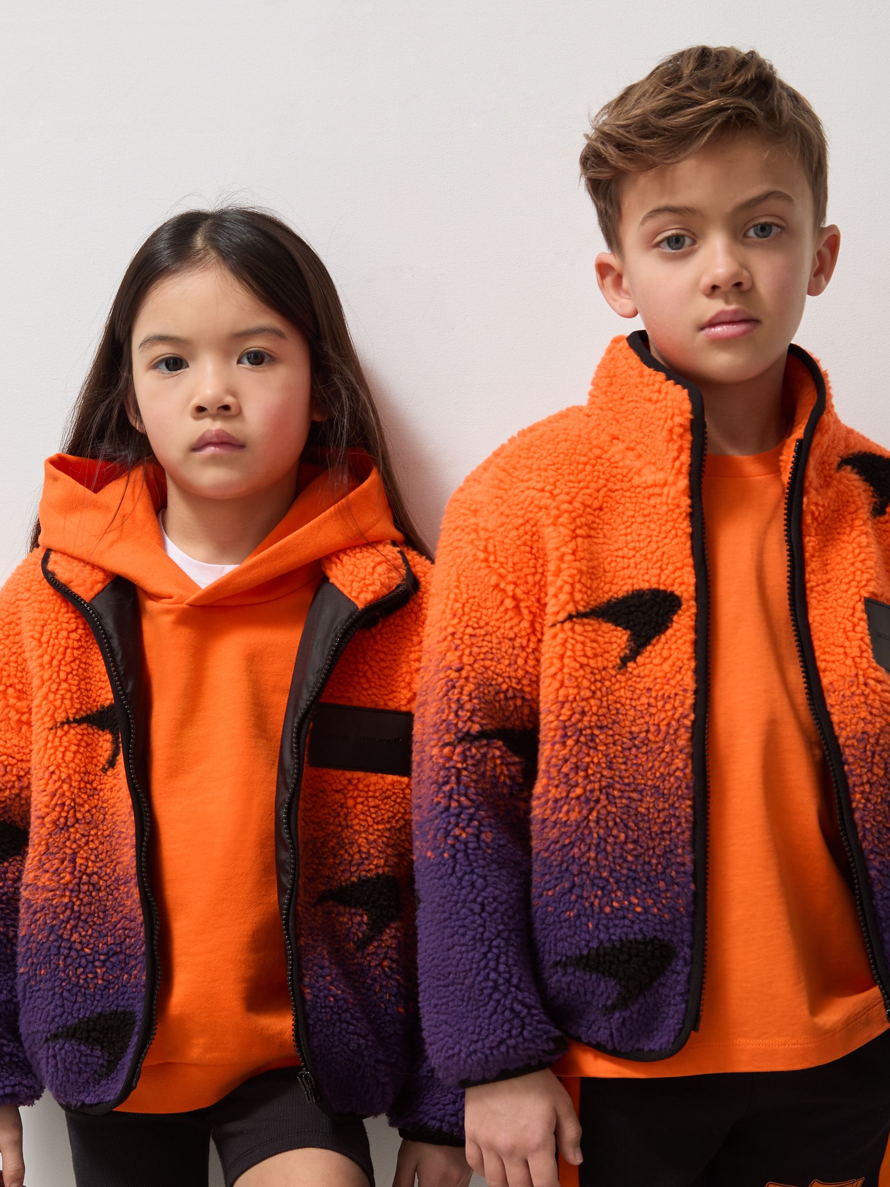 3-9 yrs Unisex Fit McLaren F1 Team Ombré Fleece Jacket in Papaya Orange/Purple