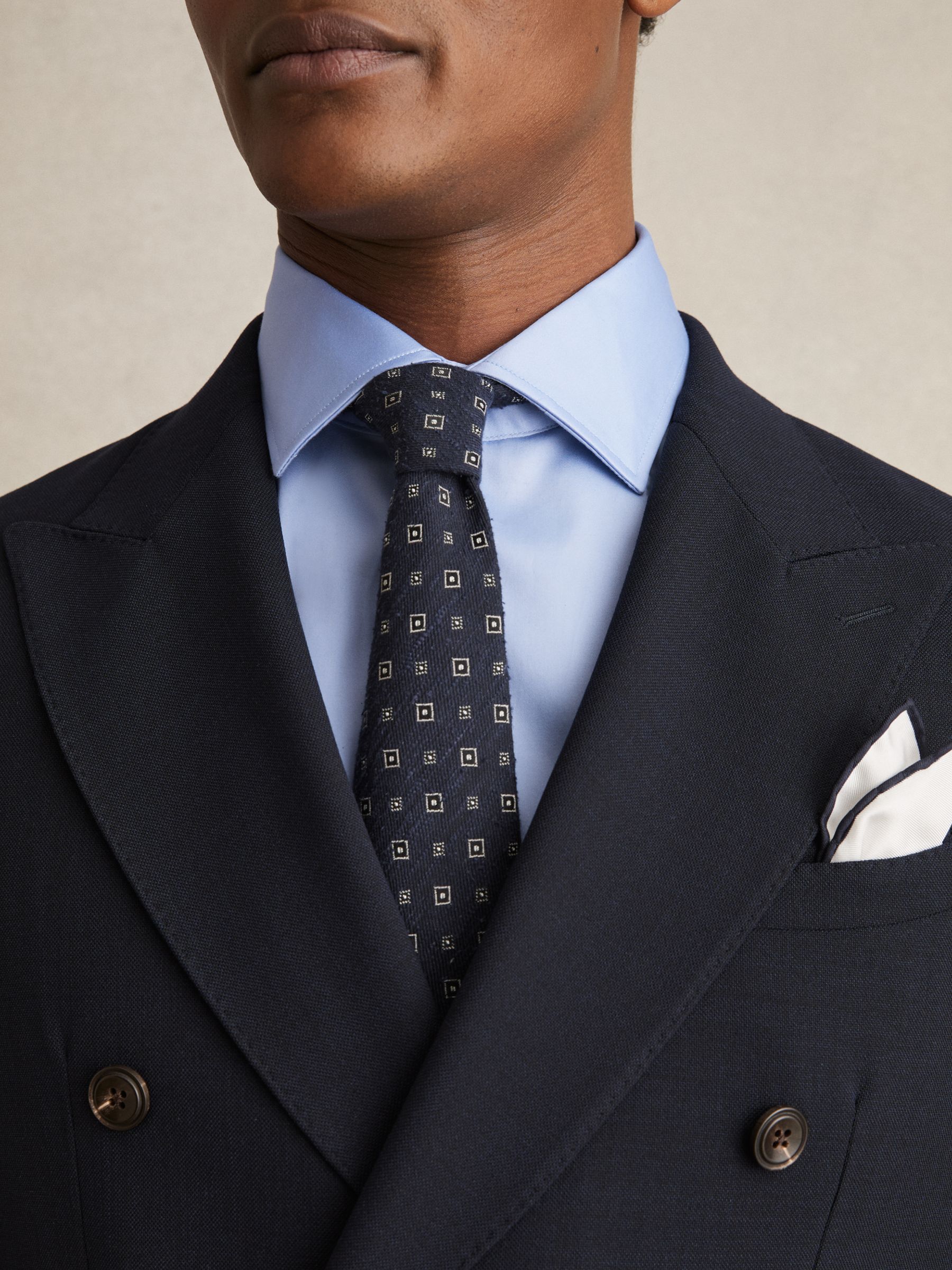 Slim Fit Cotton Sateen Shirt in Mid Blue