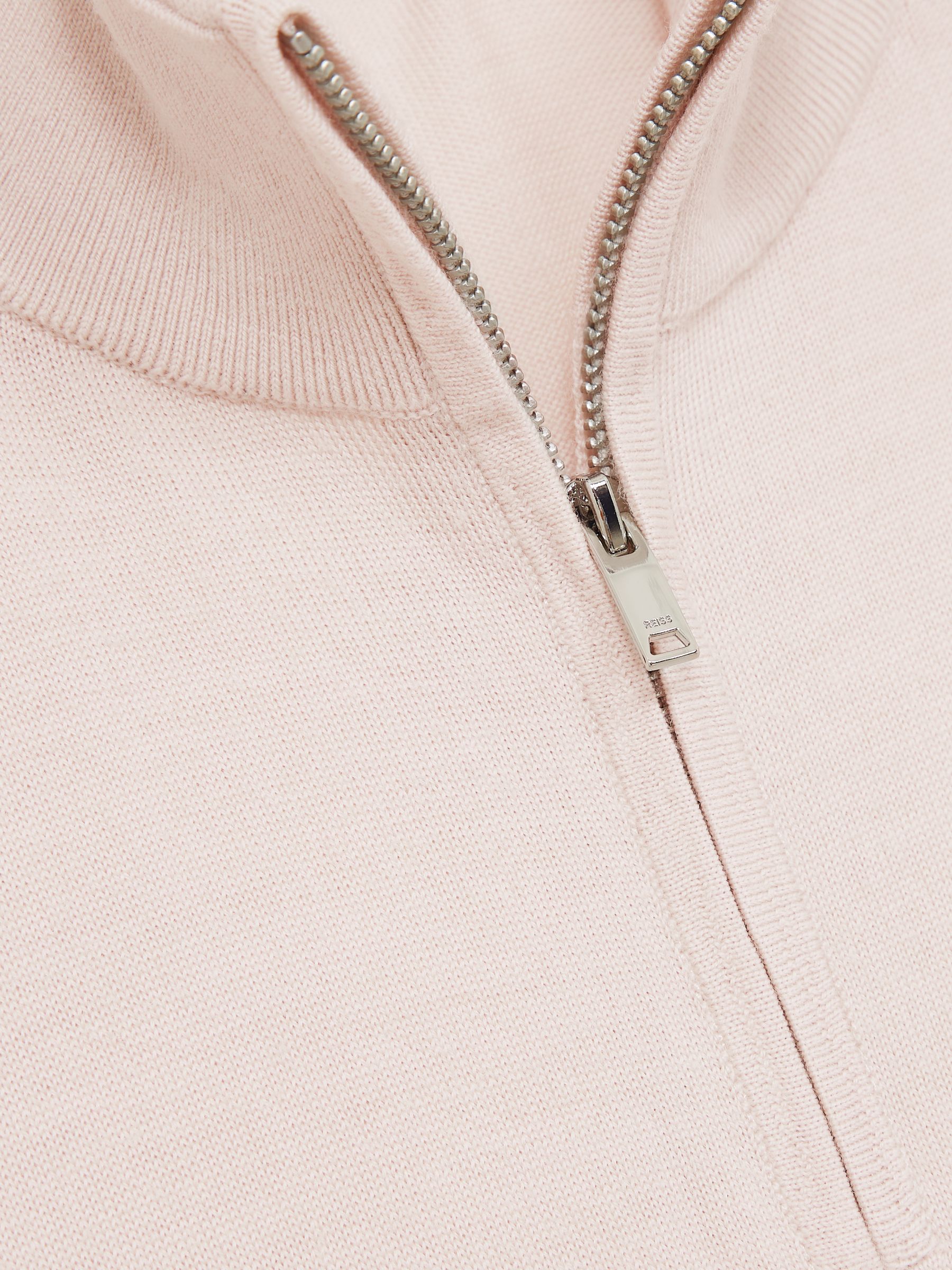 Merino Wool Half-Zip Funnel Neck Jumper in Beige