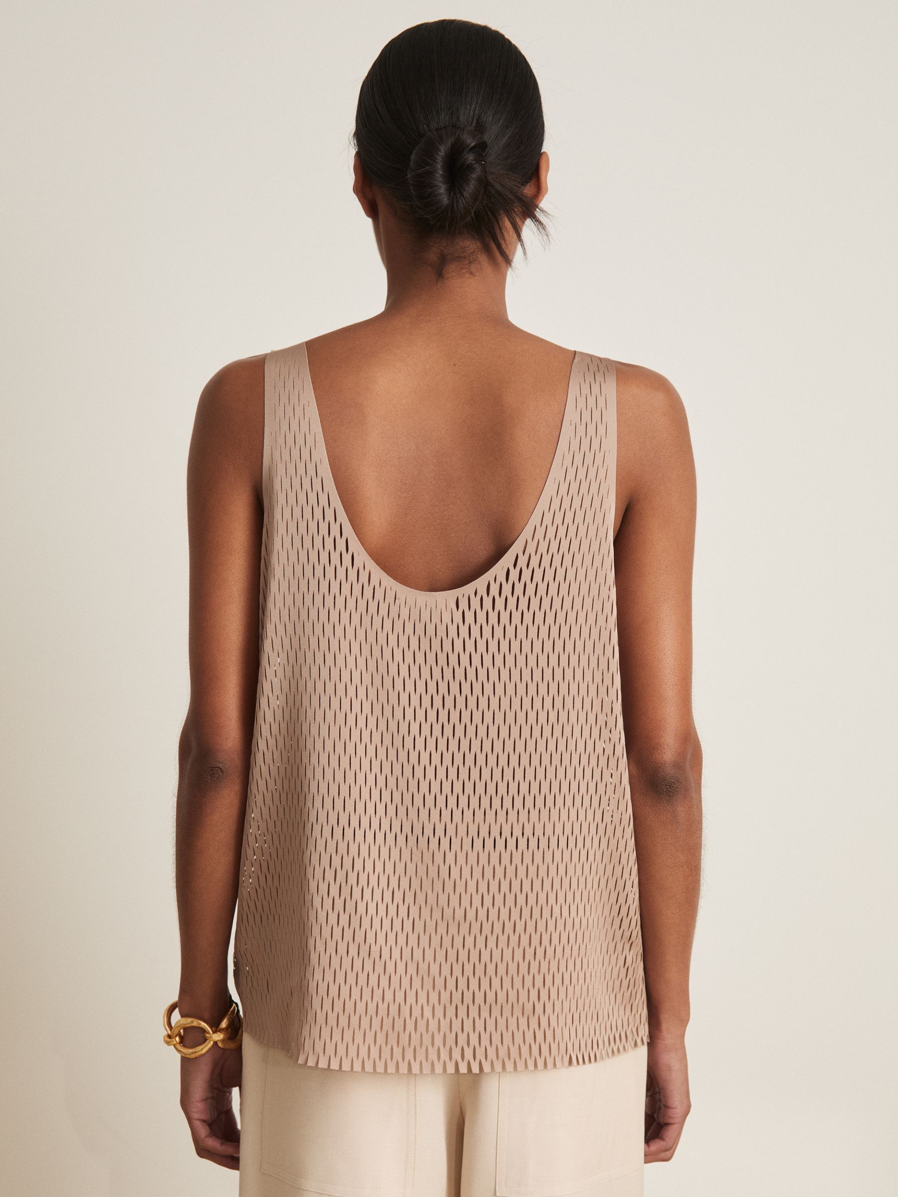 Atelier Laser-Cut Vest Top in Taupe
