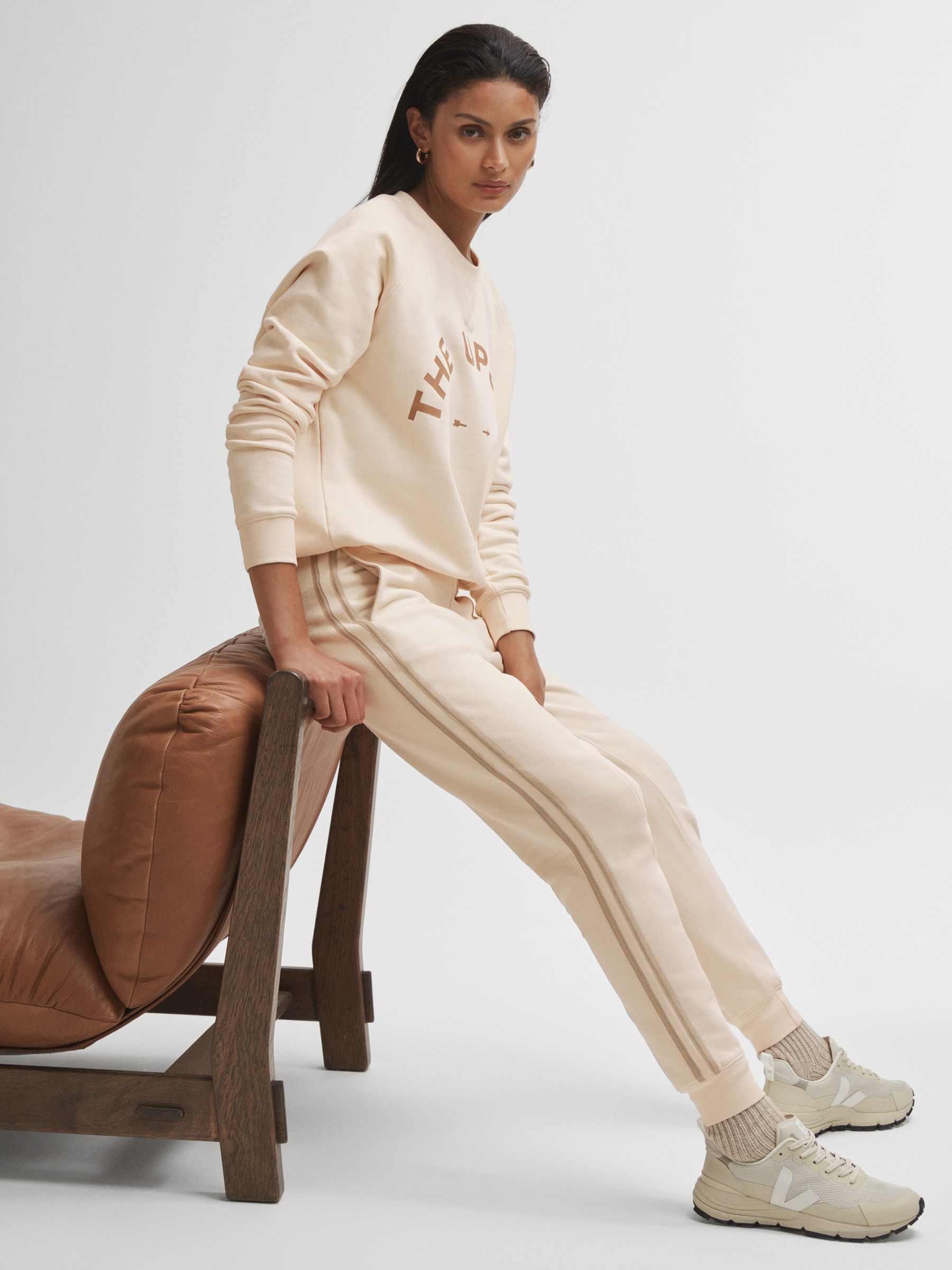 The Upside Cotton Side Stripe Joggers in Cream