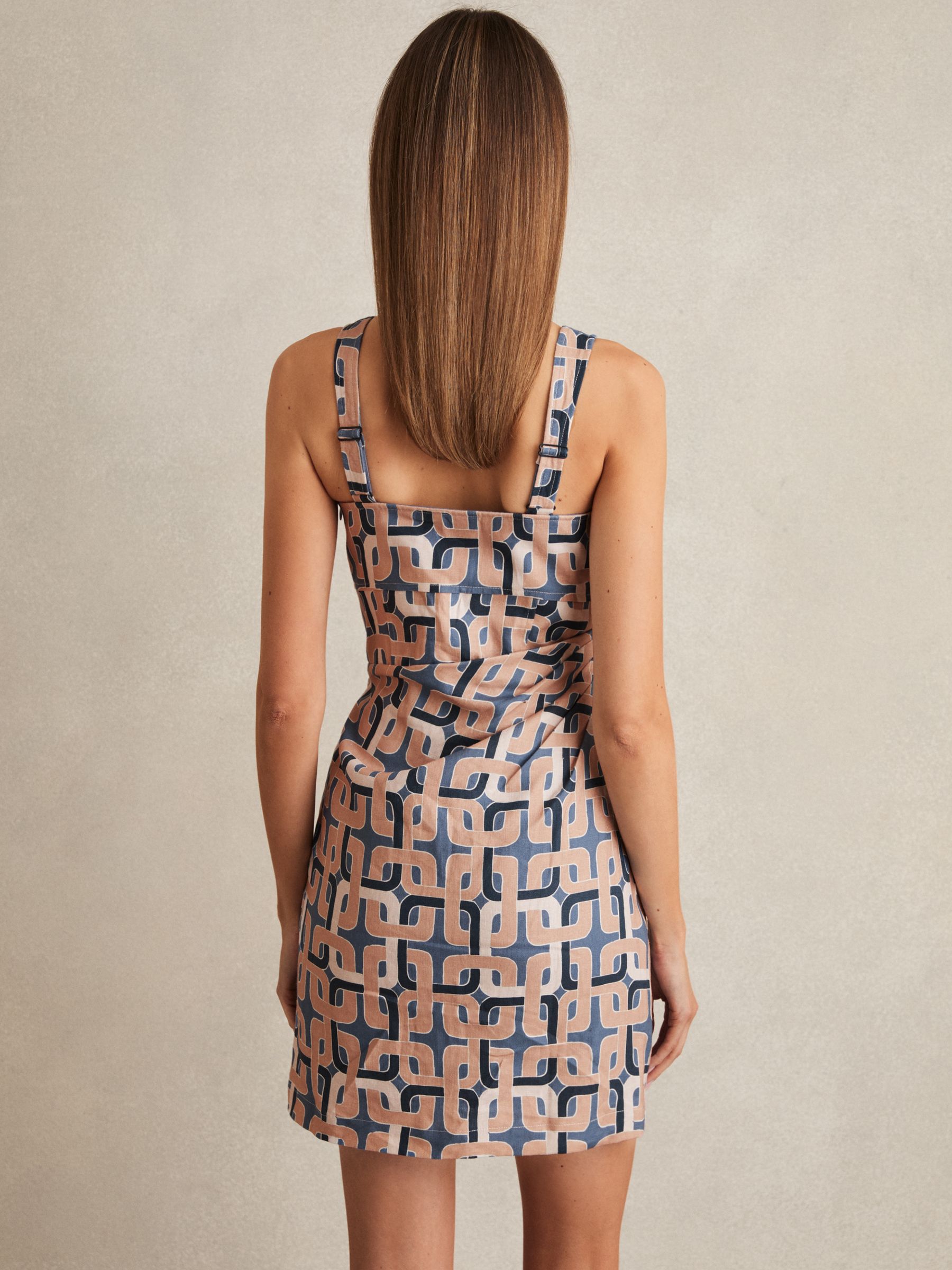 Chain Print Mini Dress in Blue