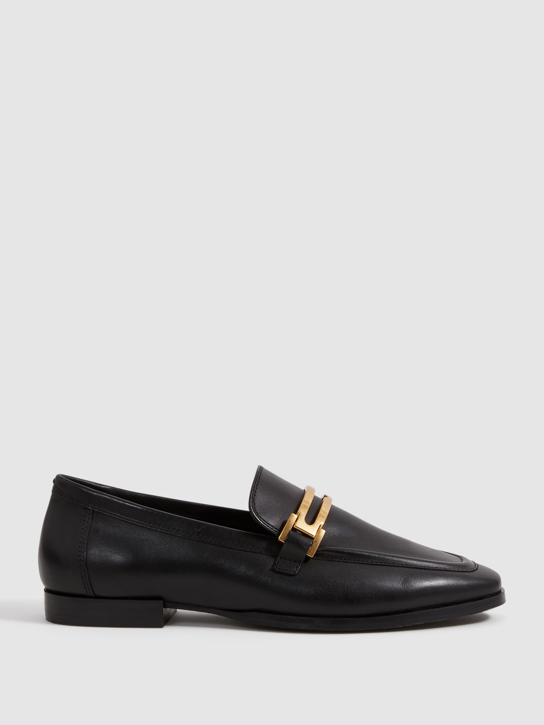 Leather Rounded Loafers in Black