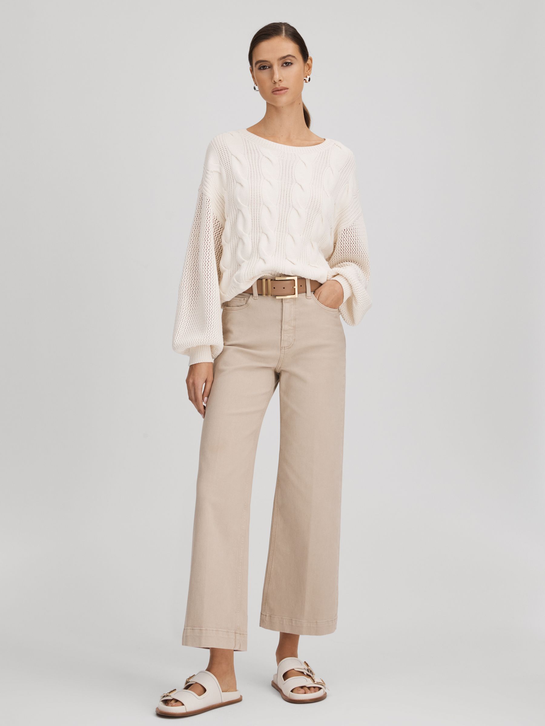 Paige Cotton Blend Knitted Jumper in Ivory