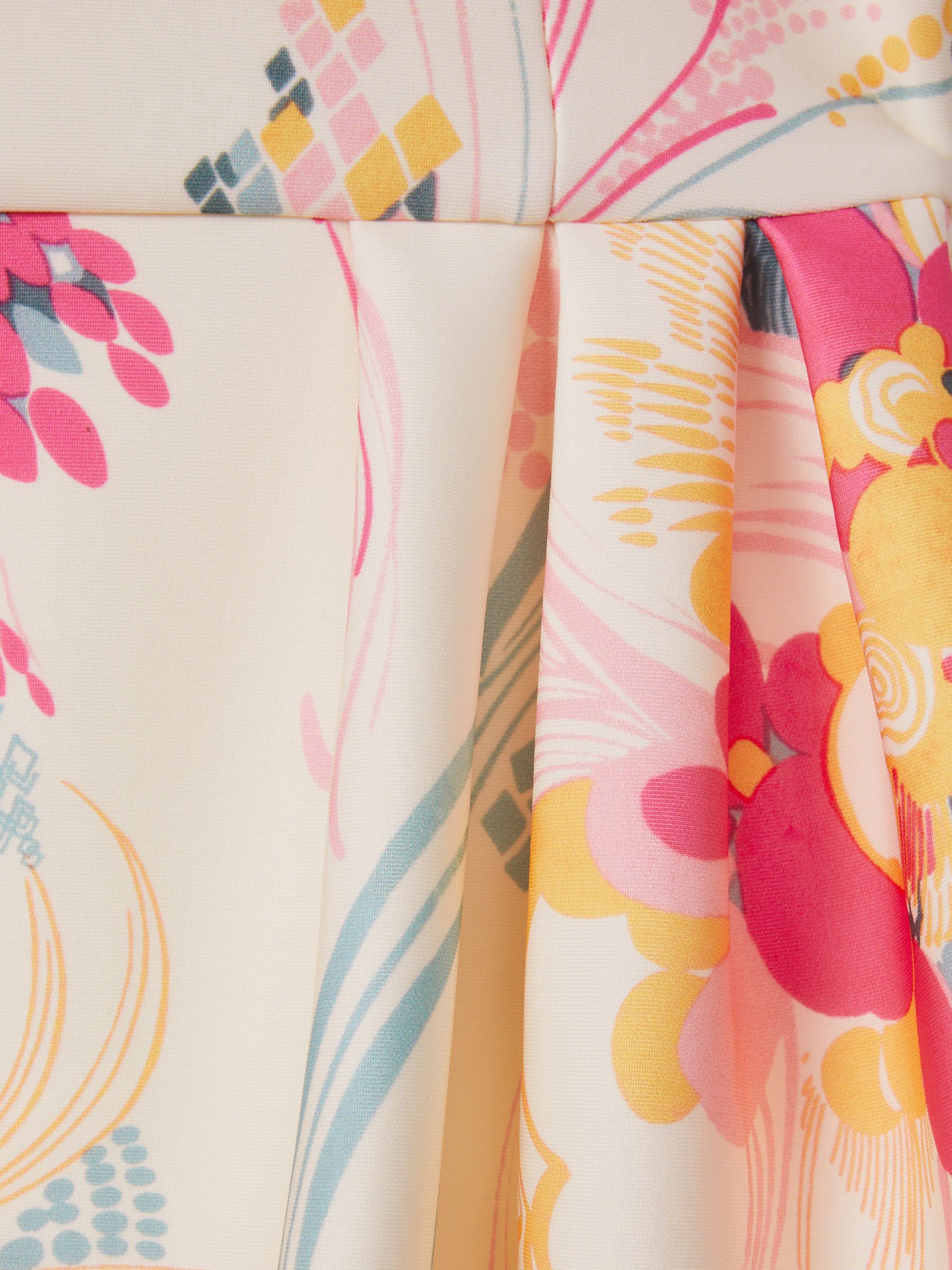 9-13 yrs Pleated Scuba Dress in Pink Print