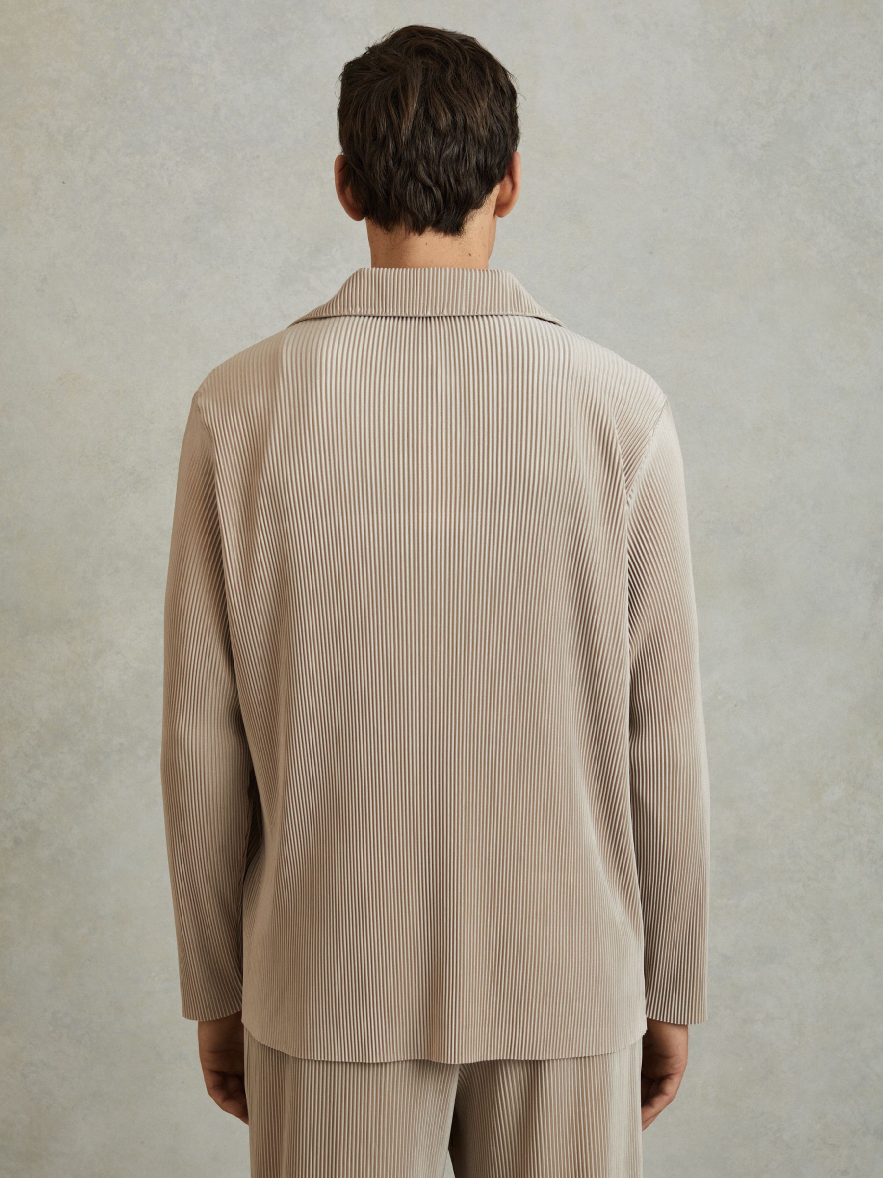 Plisse Cuban Collar Shirt in Champagne