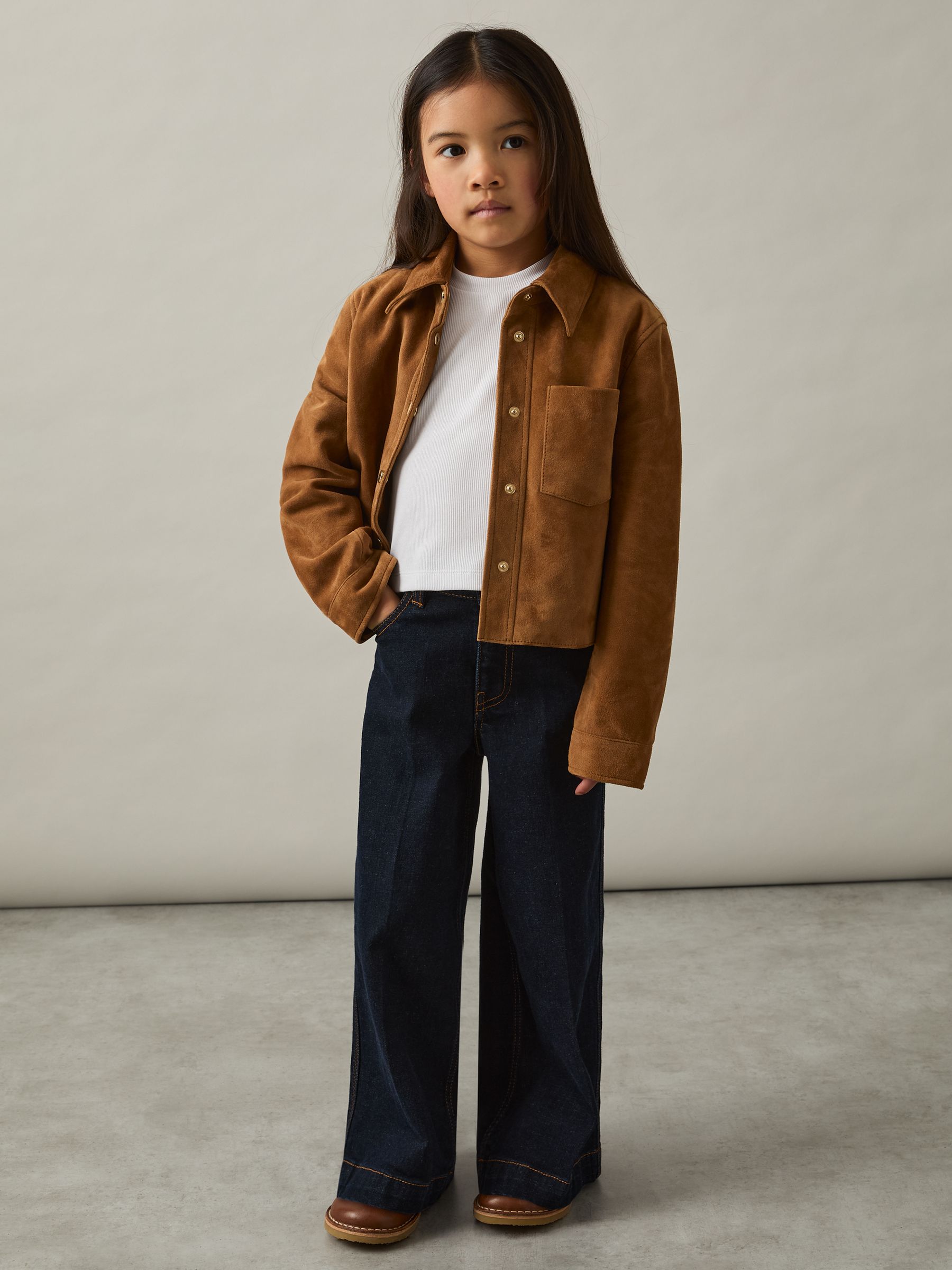 4-9 yrs Cotton-Jersey Ribbed Short-Sleeve T-Shirt in Ivory