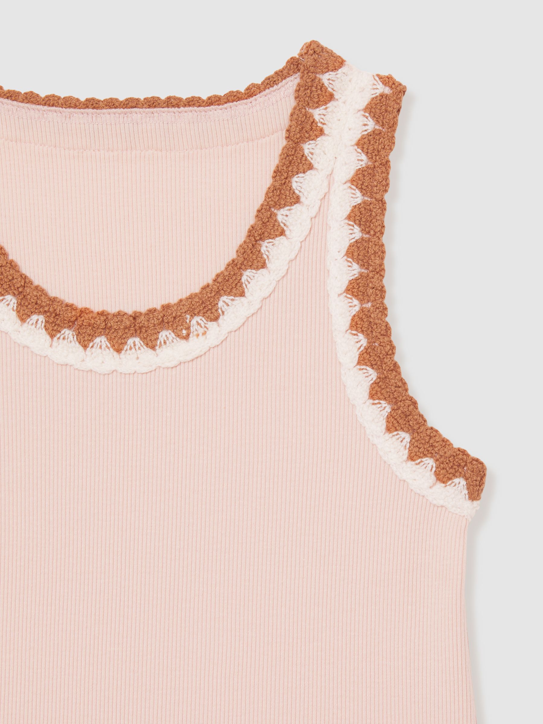 4-9 yrs Cotton Crochet-Trim Vest in Pink