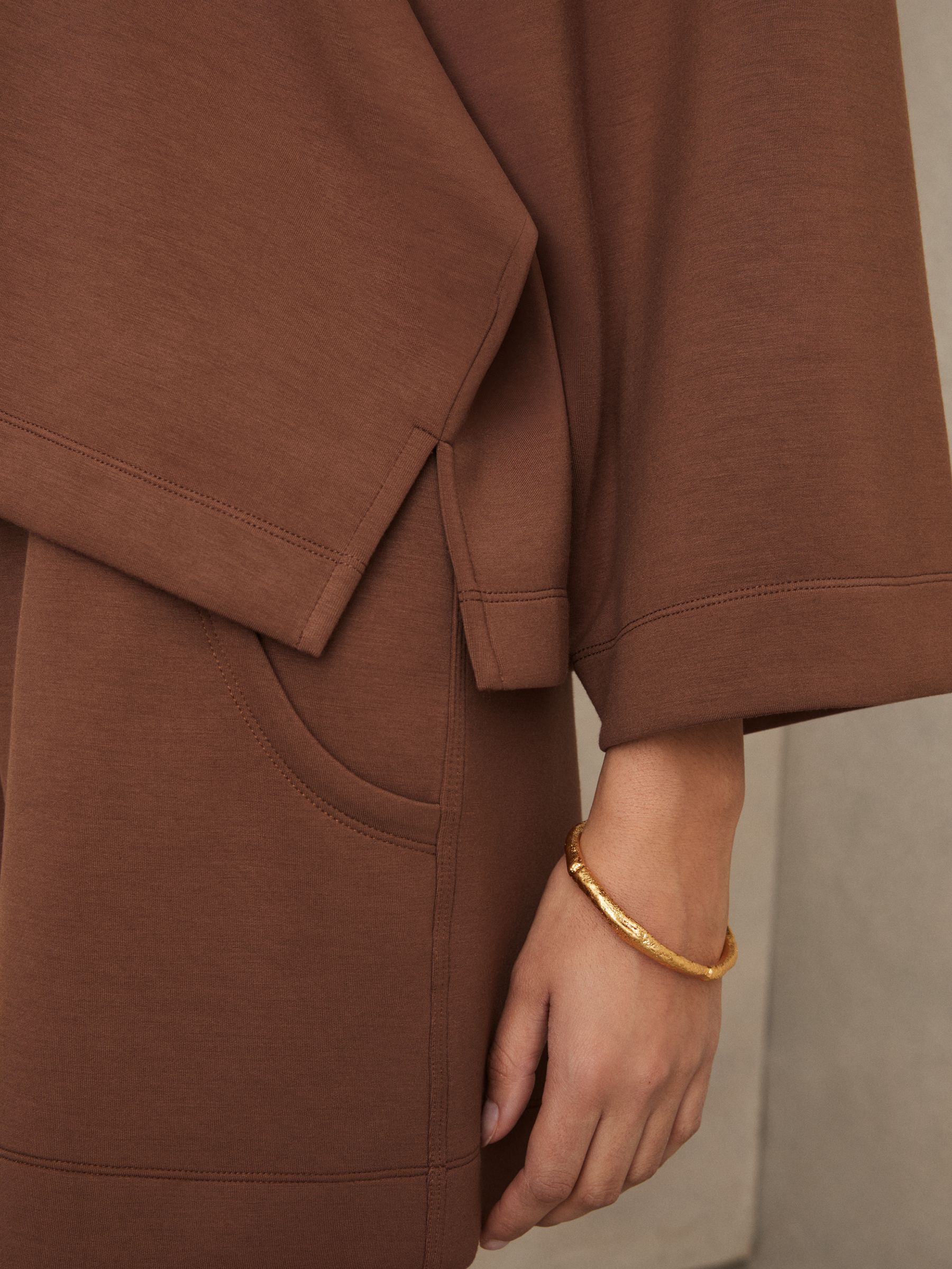 Modal-Blend Jersey Sweatshirt in Toffee Brown