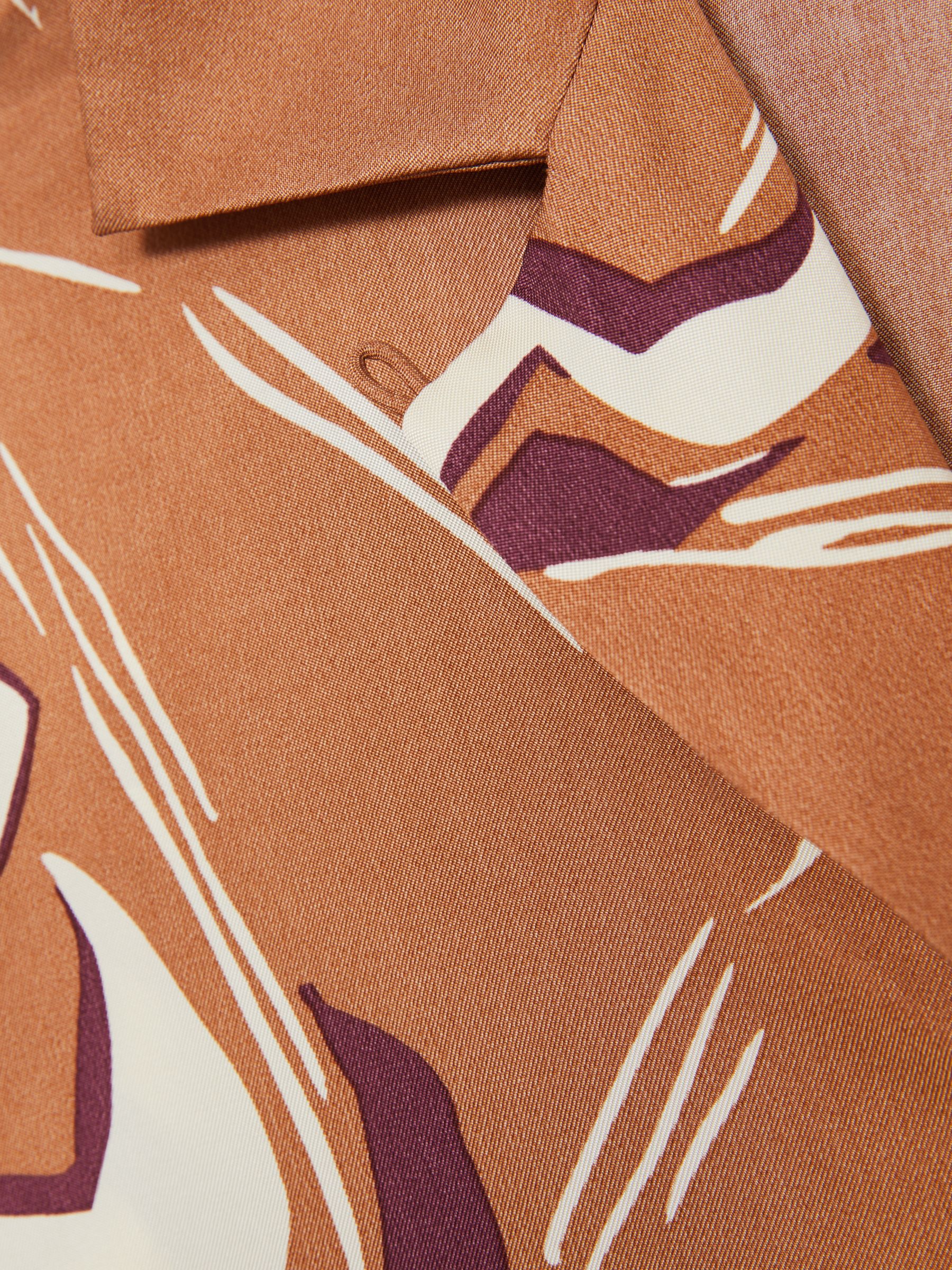 Printed Cuban-Collar Shirt in Rust