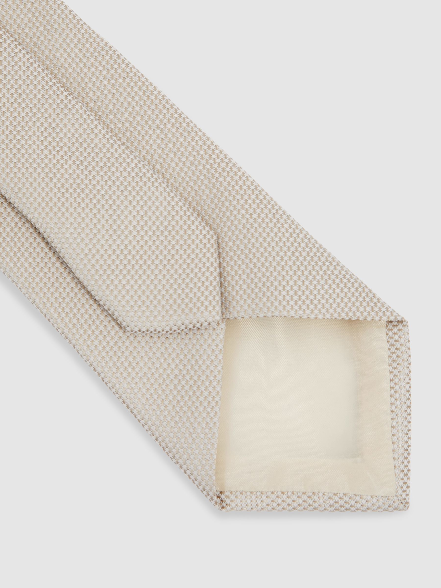 Textured Silk Blend Tie in Soft Champagne