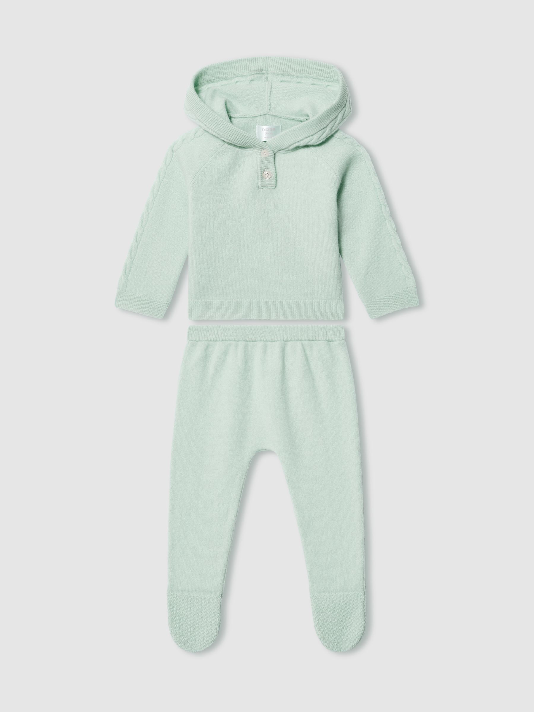 100% Cashmere Hoodie And Leggings Set in Mint