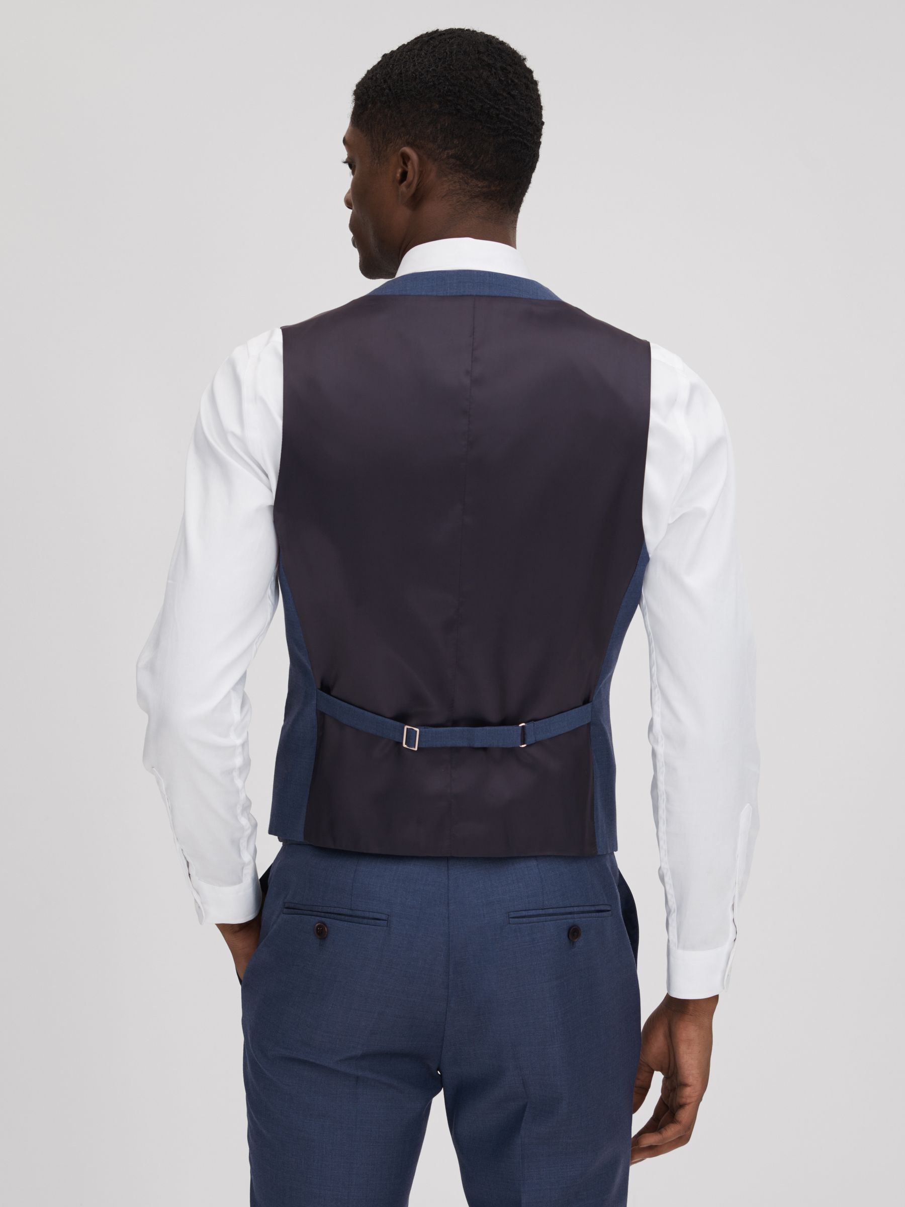 Slim Fit Wool Waistcoat in Bright Blue