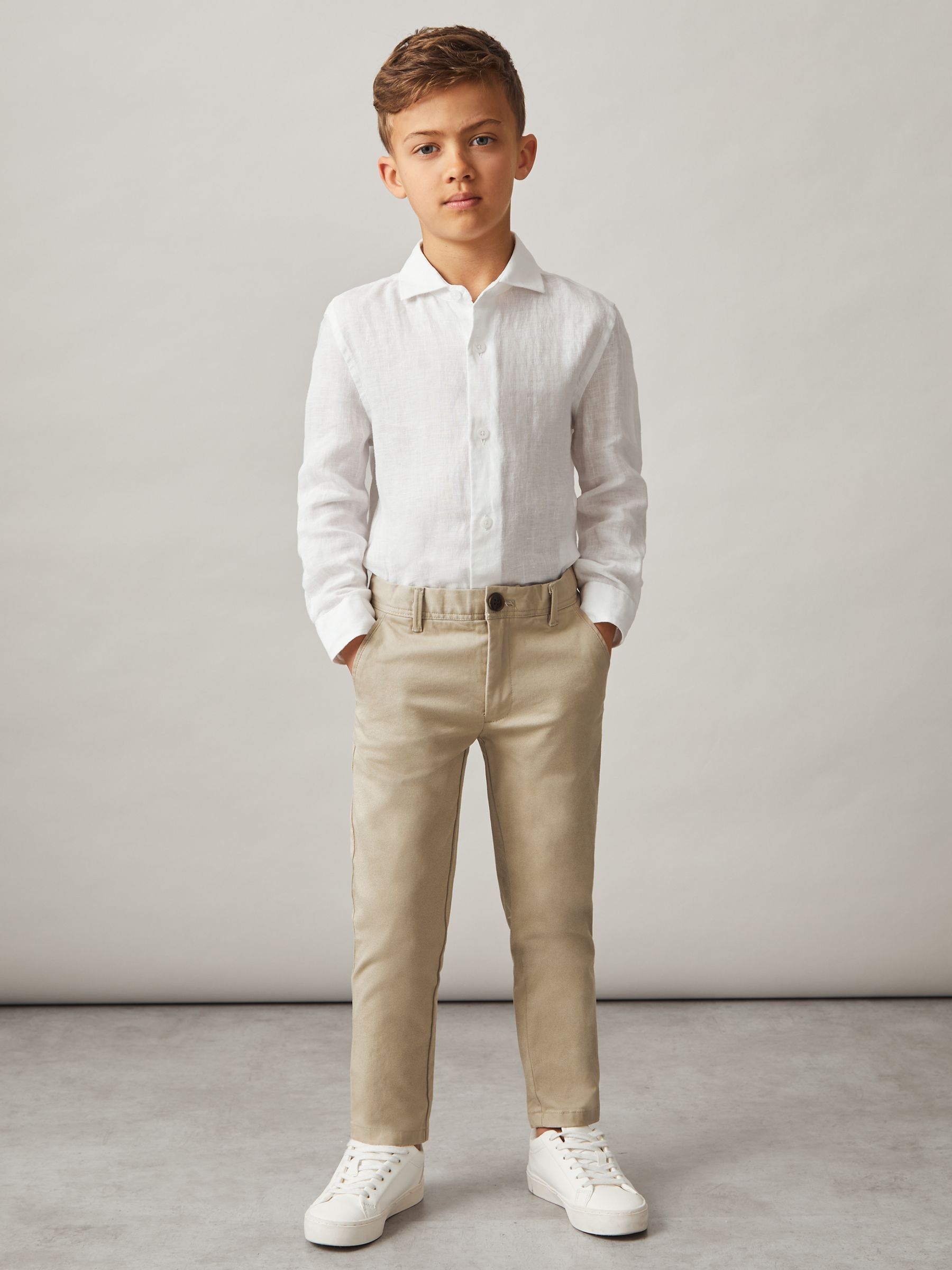 3-9 yrs Slim Fit Casual Chinos in Stone