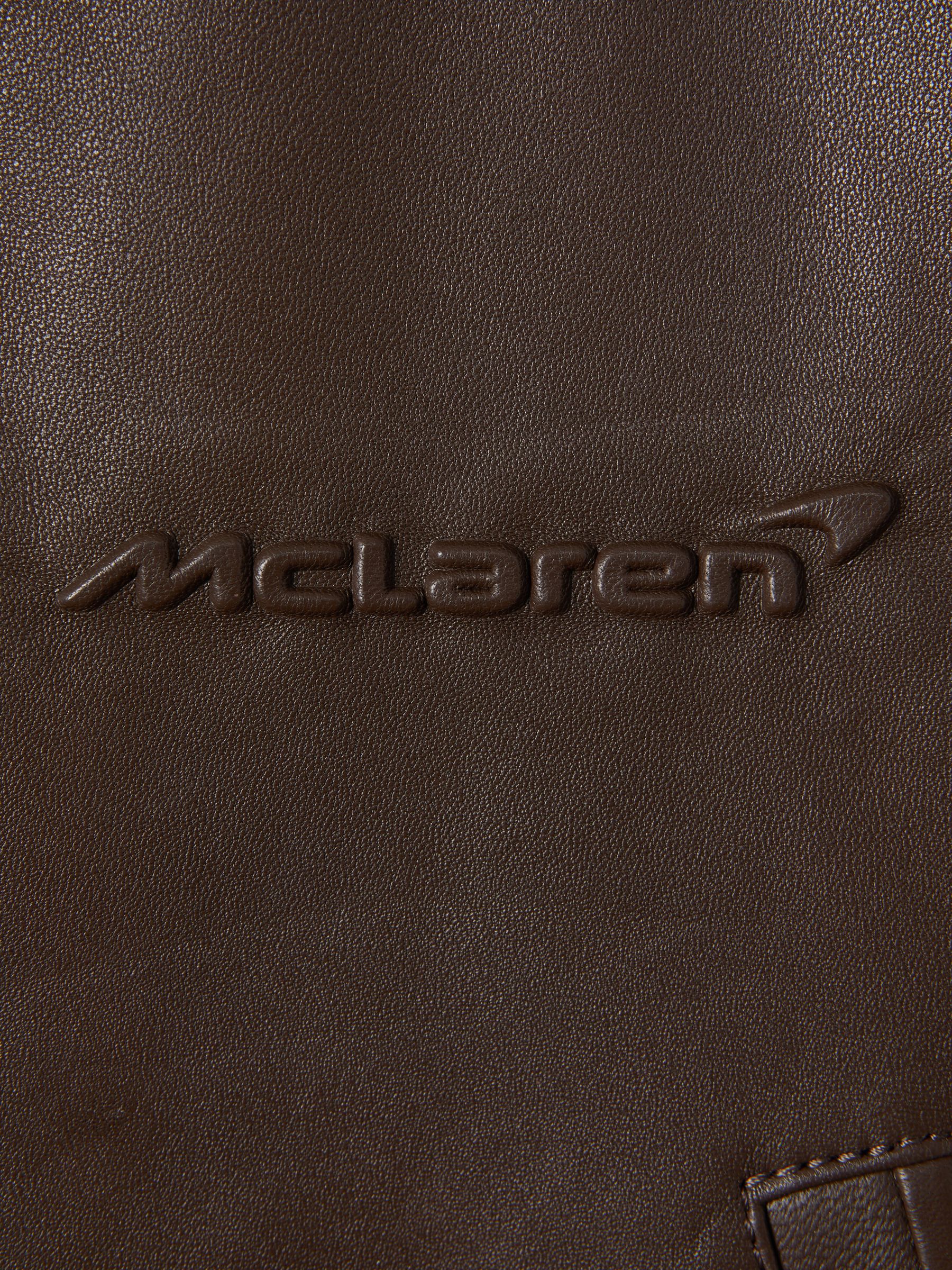 McLaren F1 Cropped Leather Bomber Jacket in Chocolate