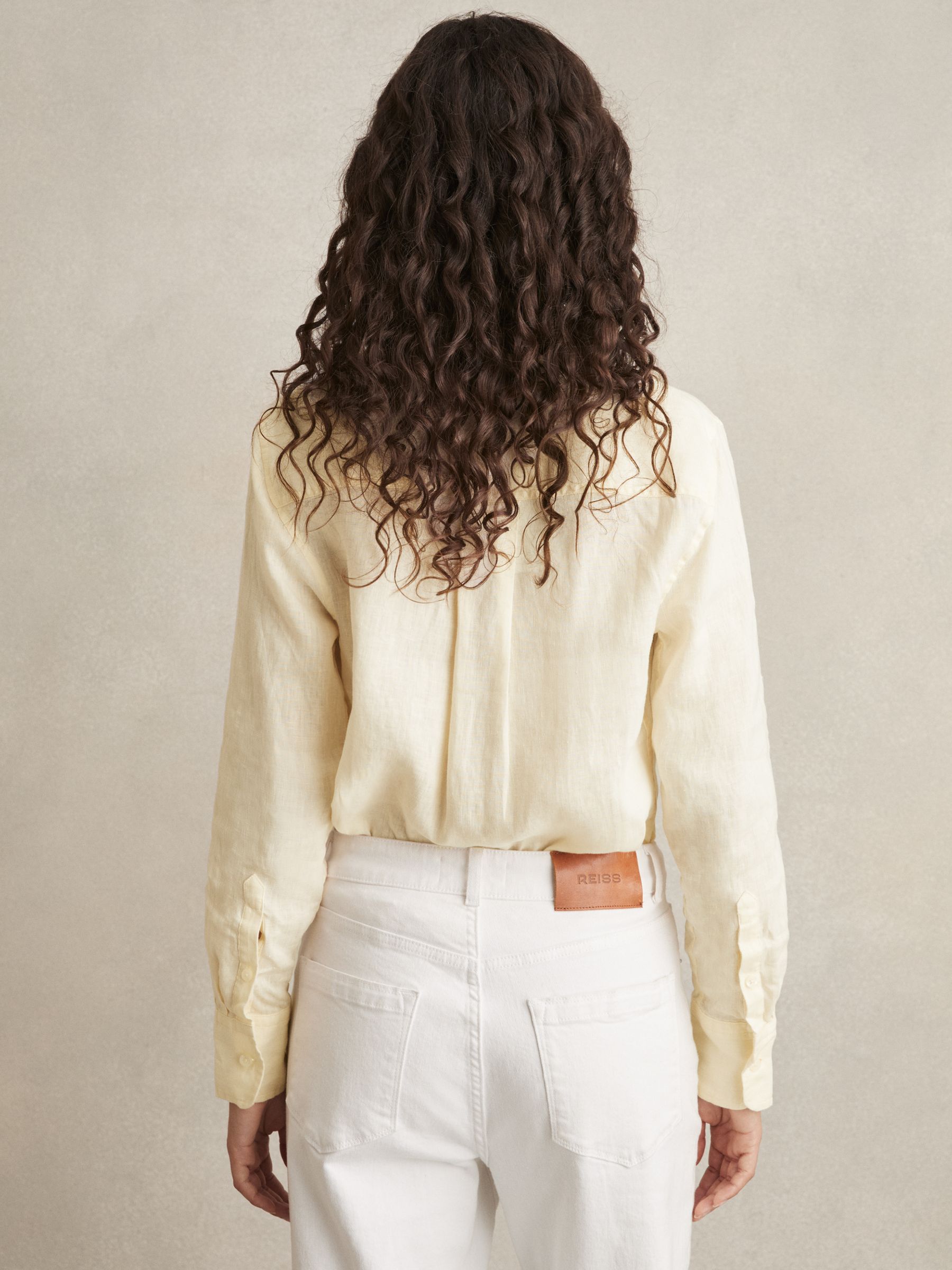 Linen Button-Through Shirt in Pale Yellow