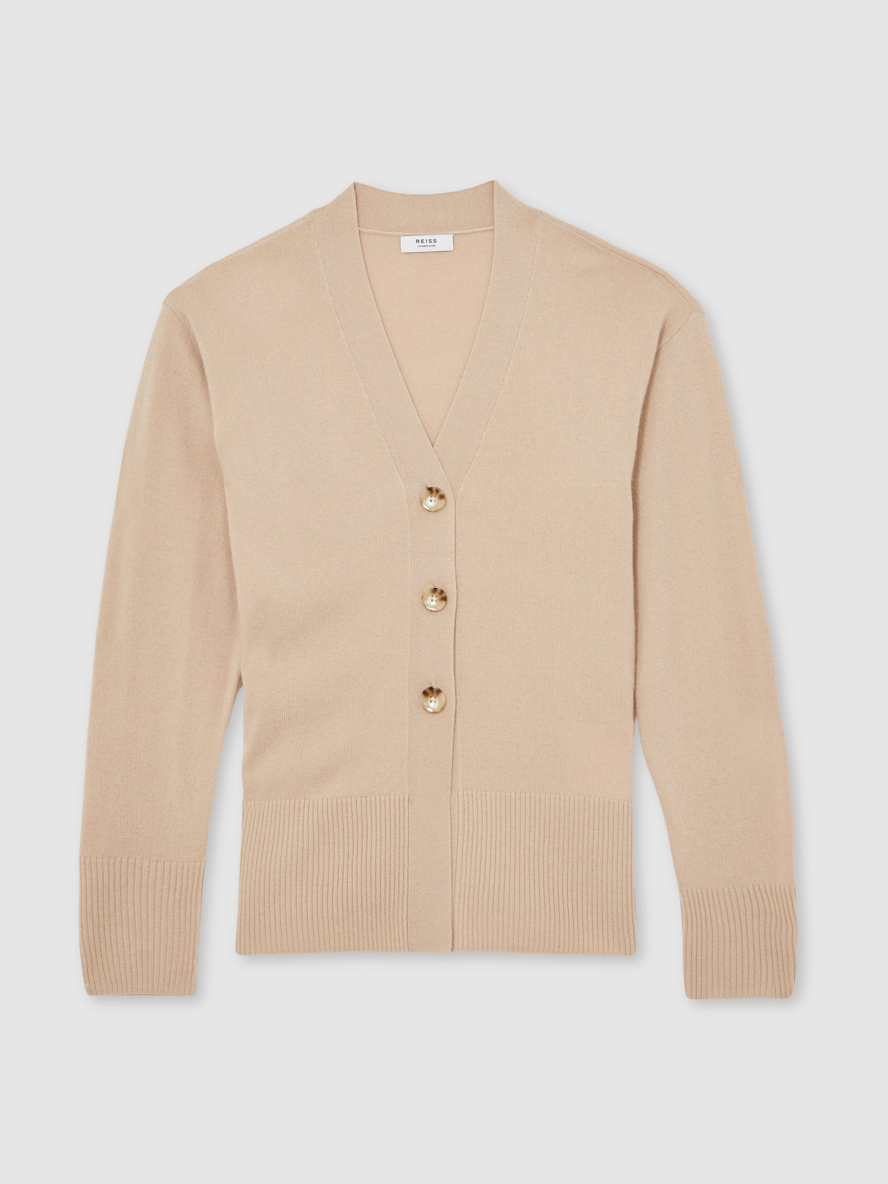 Wool-Blend Fitted Cardigan With Cashmere in Neutral
