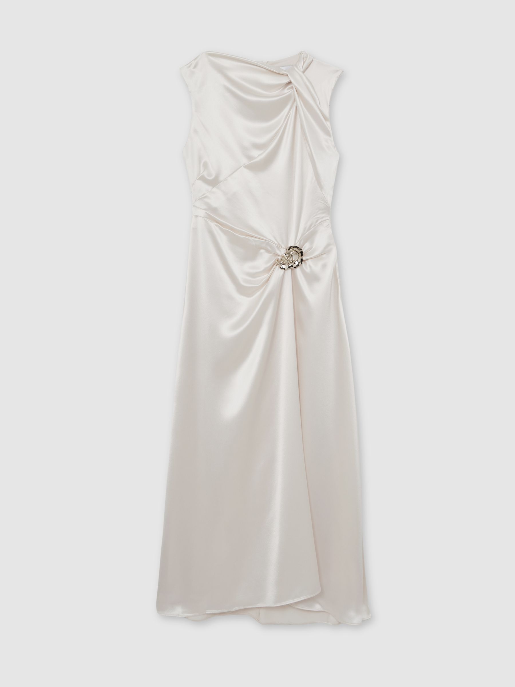 Acler Satin Draped Maxi Dress in Ivory
