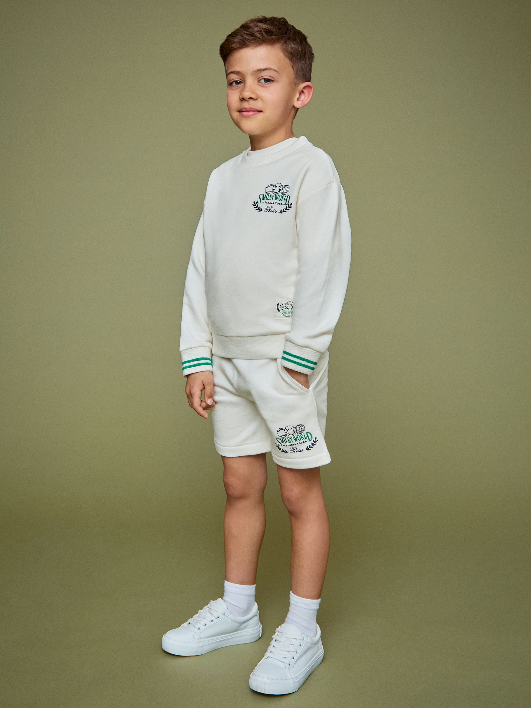 9-13 yrs SmileyWorld | Reiss Logo Sweatshirt Unisex Fit in White