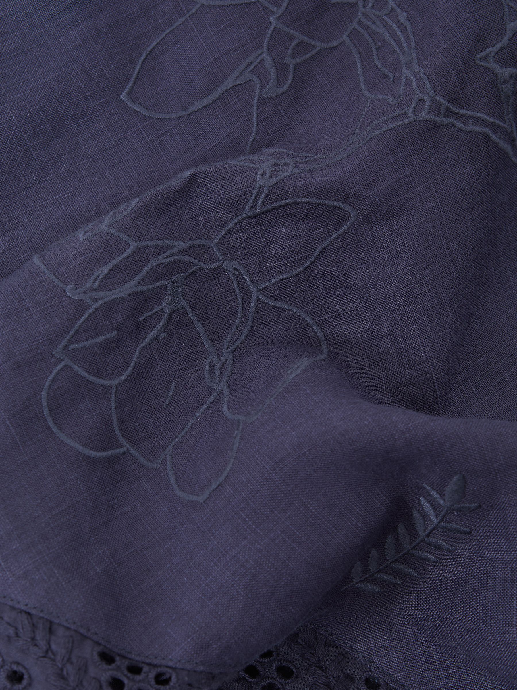 Joslin Linen Shirt Midi Dress in Navy