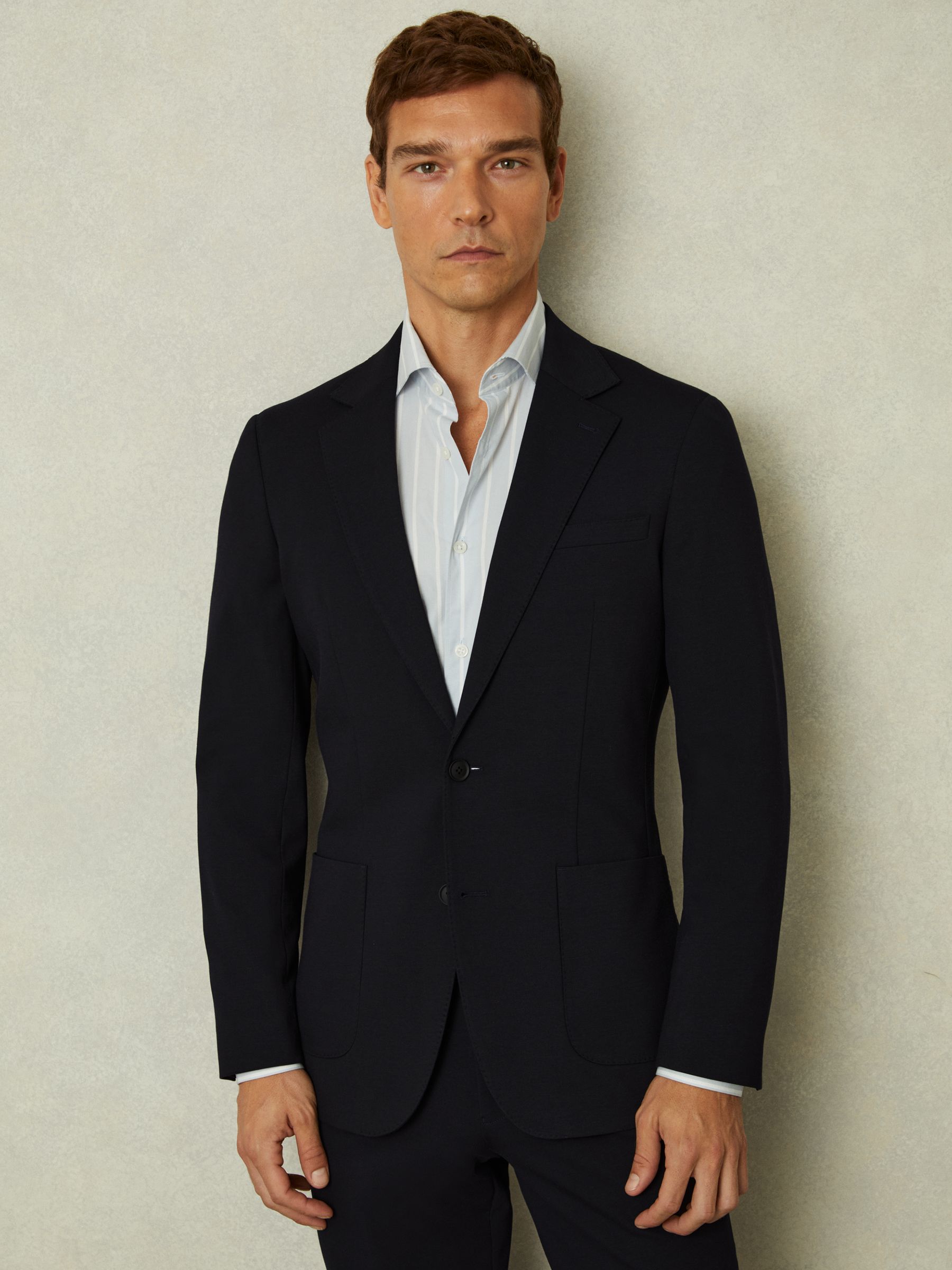 Single Breasted Jersey Suit Blazer in Navy