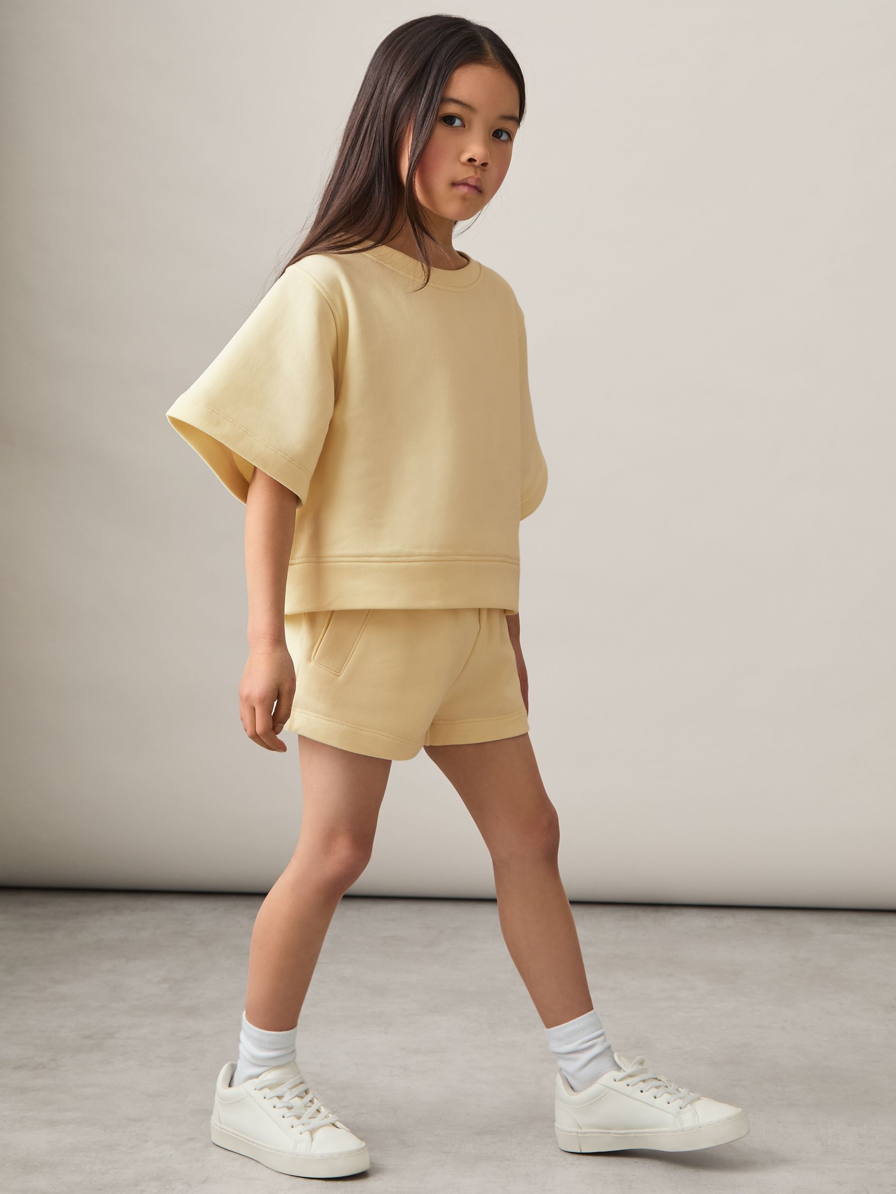 4-9 yrs Cotton-Blend Sweatshirt And Shorts Set in Lemon