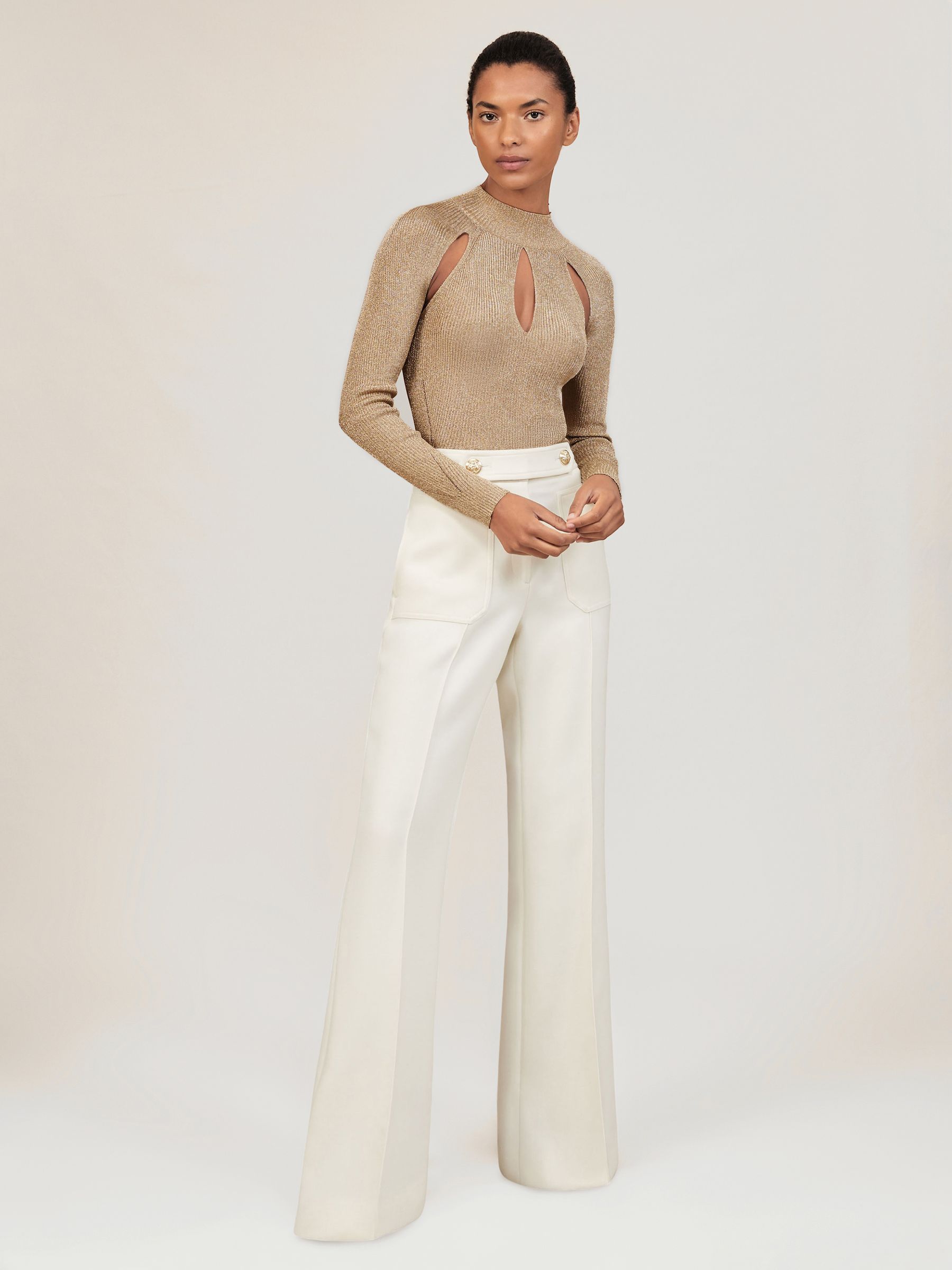 Metallic Long Sleeve Top in Gold