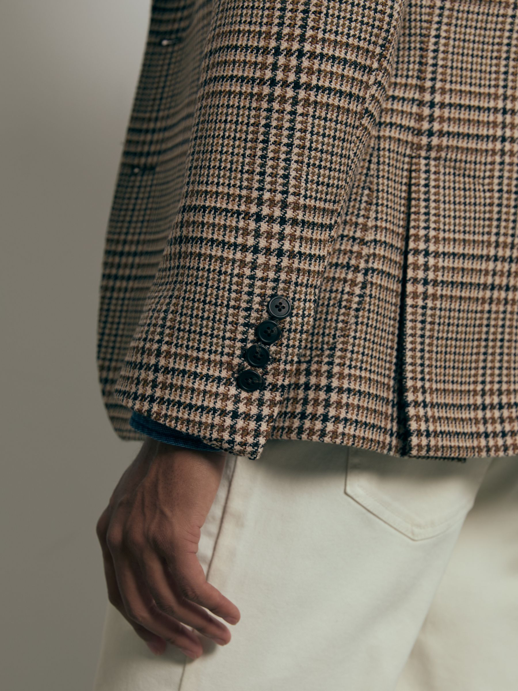 Atelier Single-Breasted Blazer in Wool Prince of Wales-Check in Brown