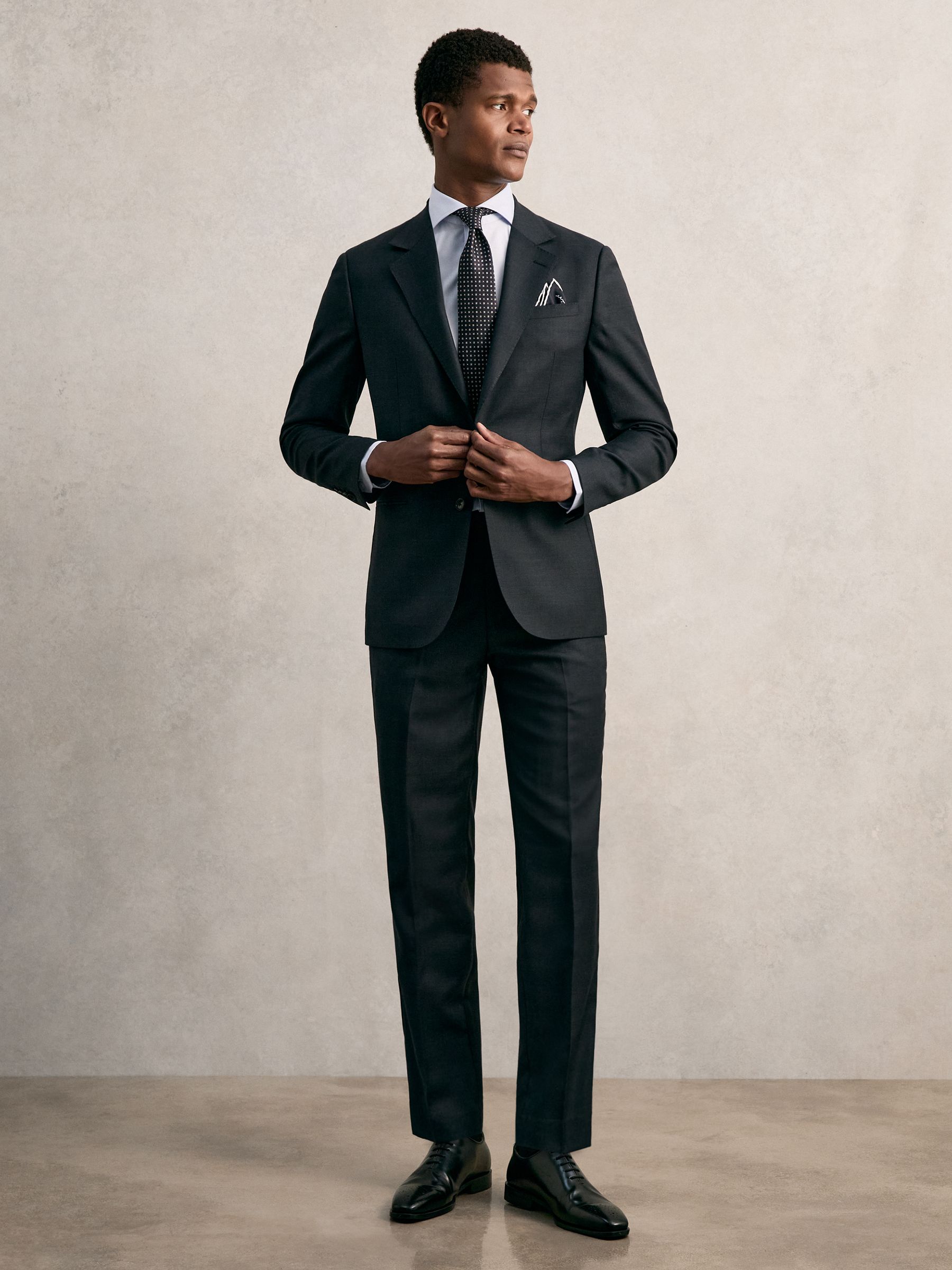 Regular Fit Cotton Sateen Shirt in Mid Blue