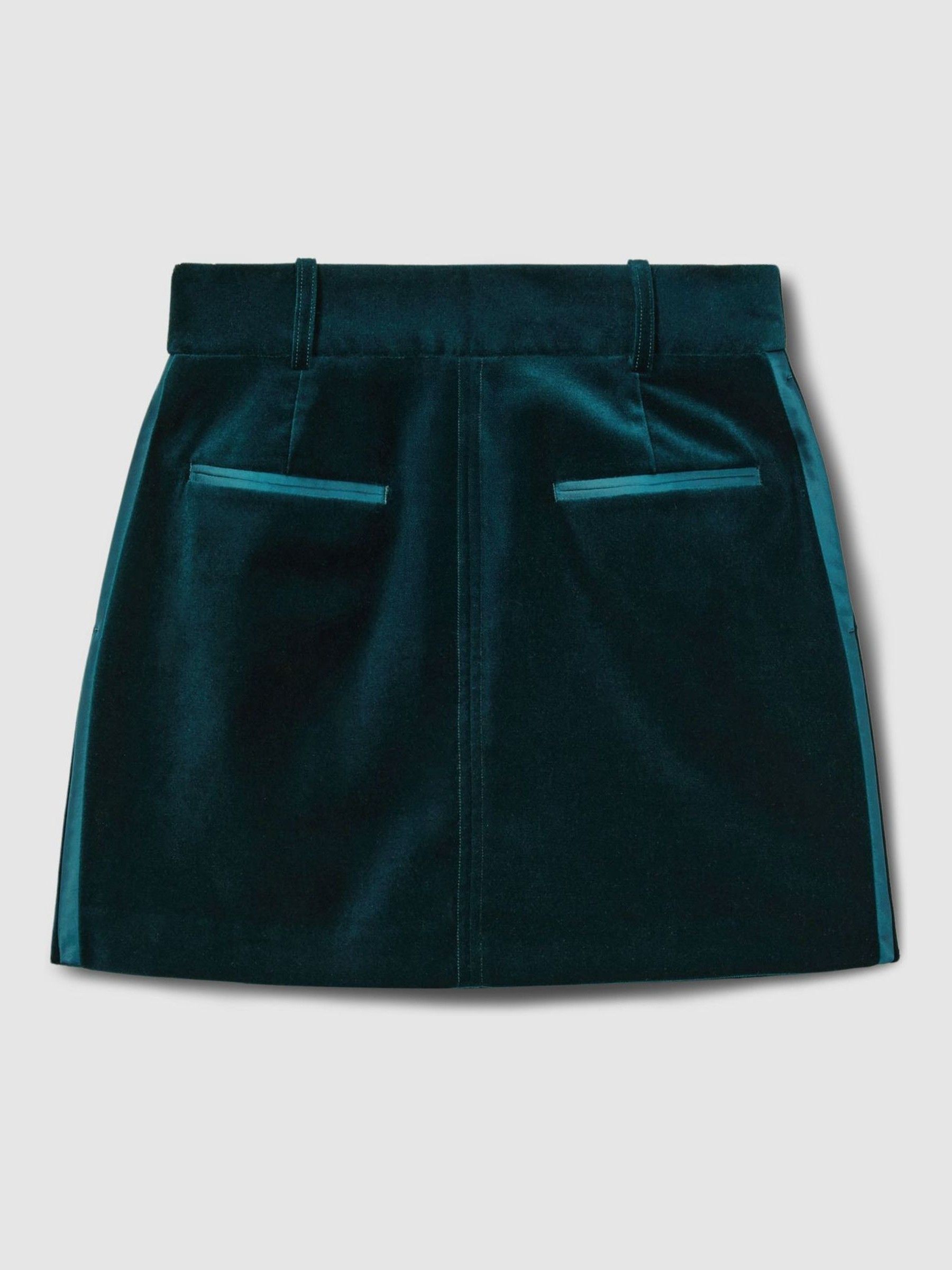 Velvet and Satin Suit Skirt in Teal