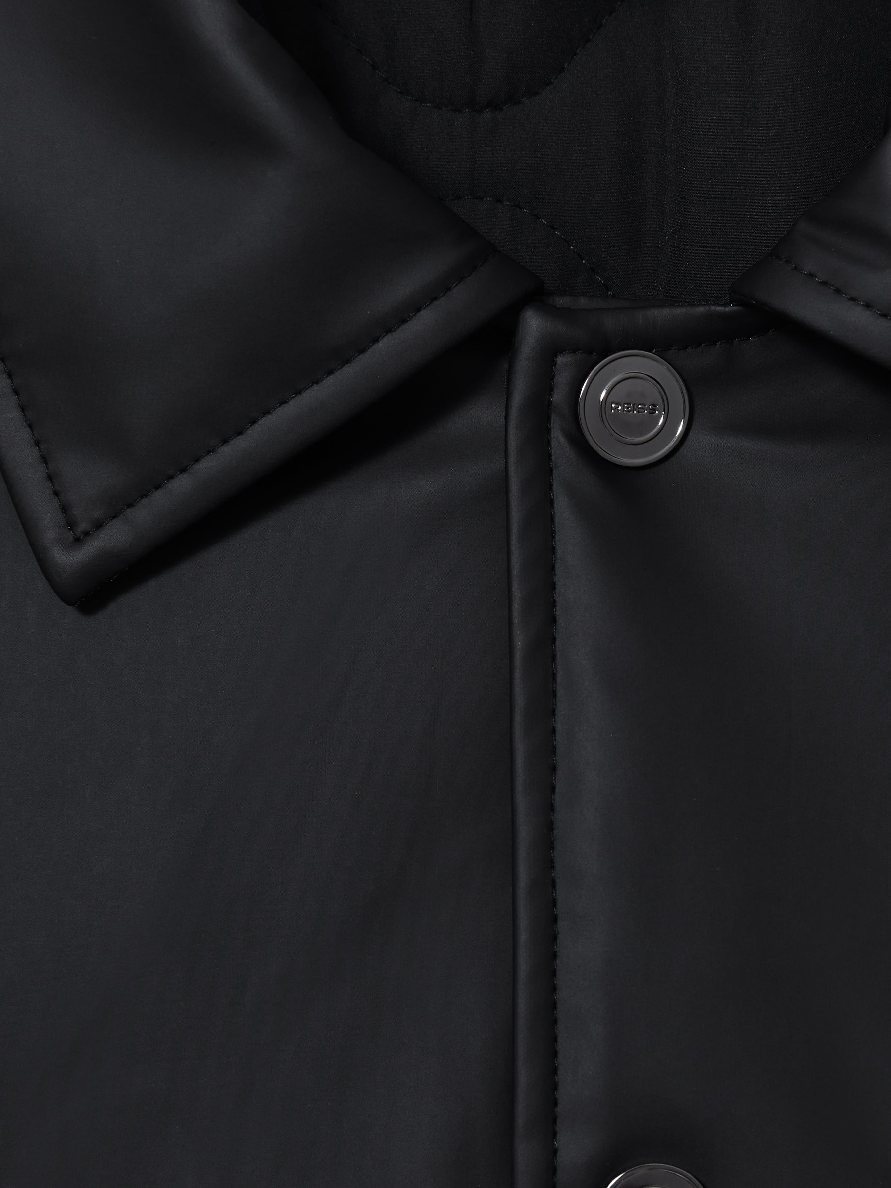 Padded Technical Press-Stud Overshirt in Navy