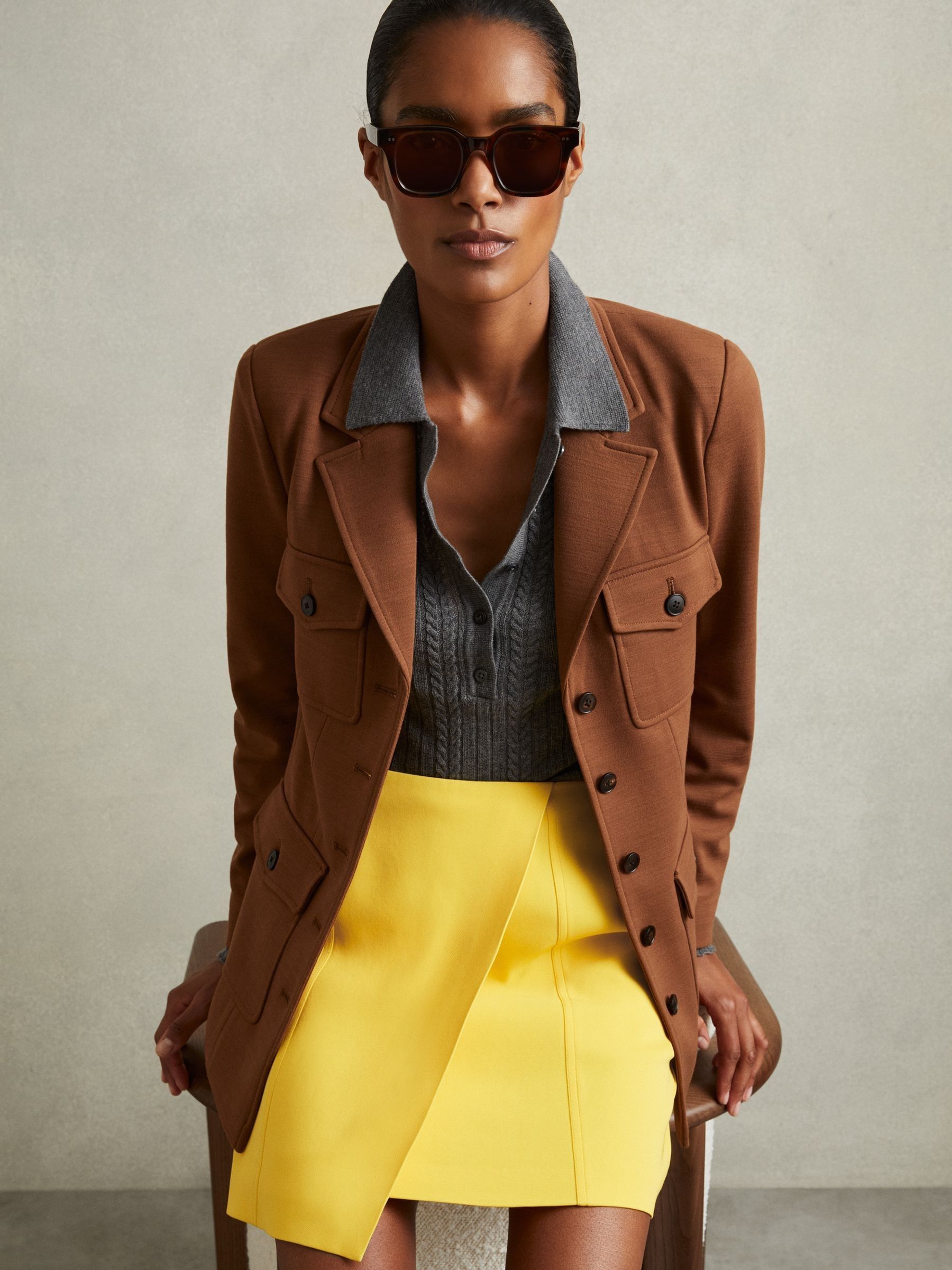 Cleo Yellow Cross-Over Mini Skirt