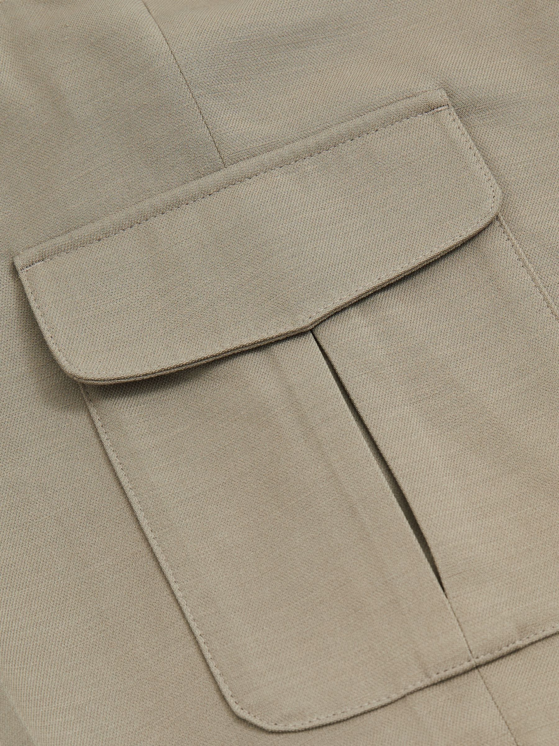 Relaxed Drawstring Cargo Trousers in Sage Green