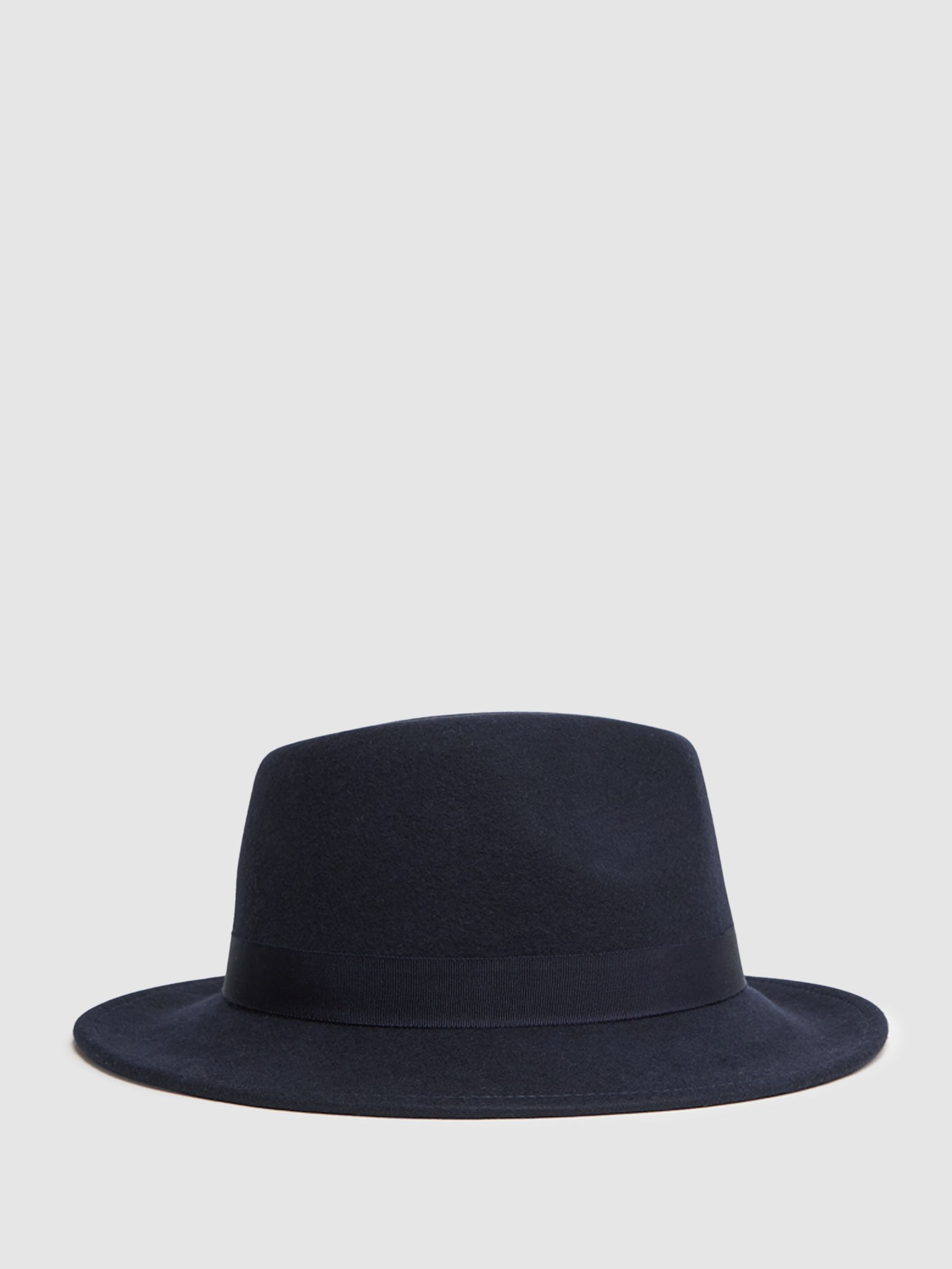 Wool Fedora Hat in Navy