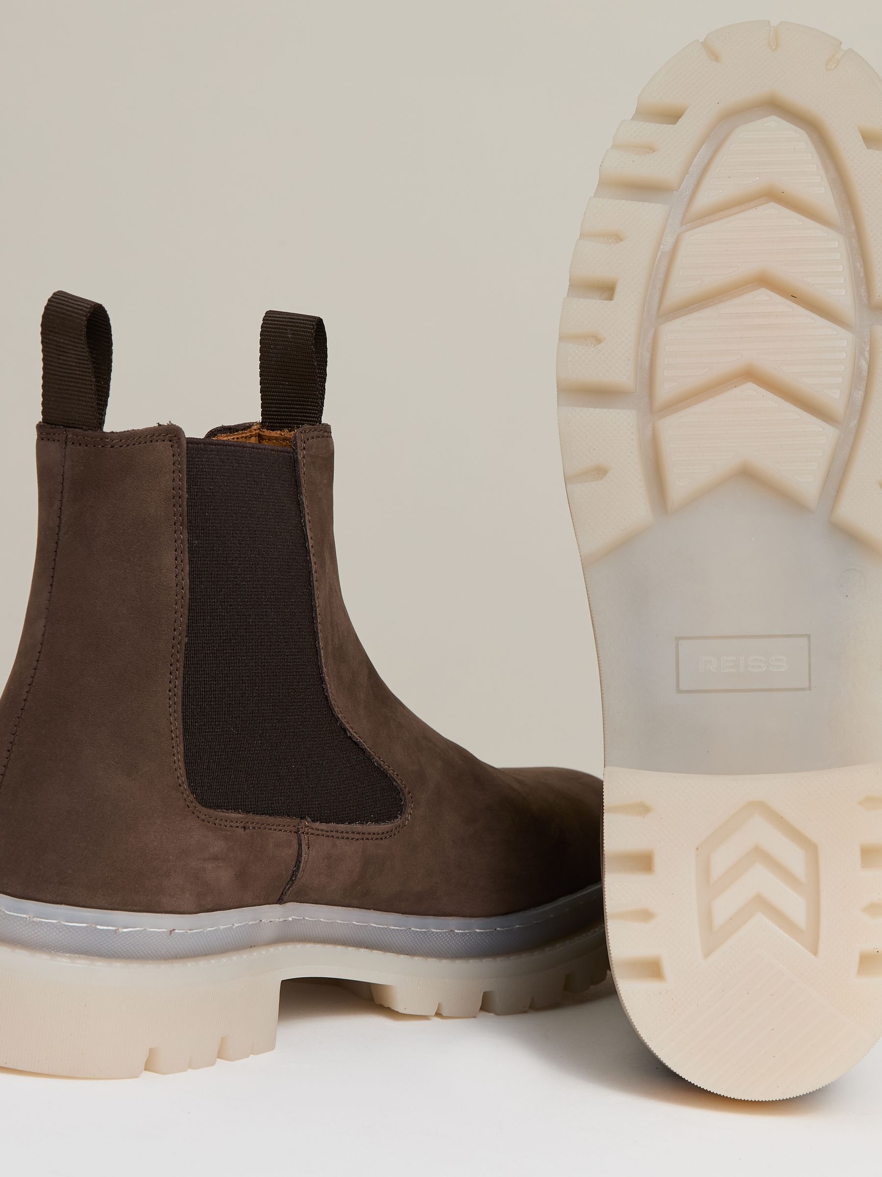 Suede Contrast Sole Chelsea Boots in Brown