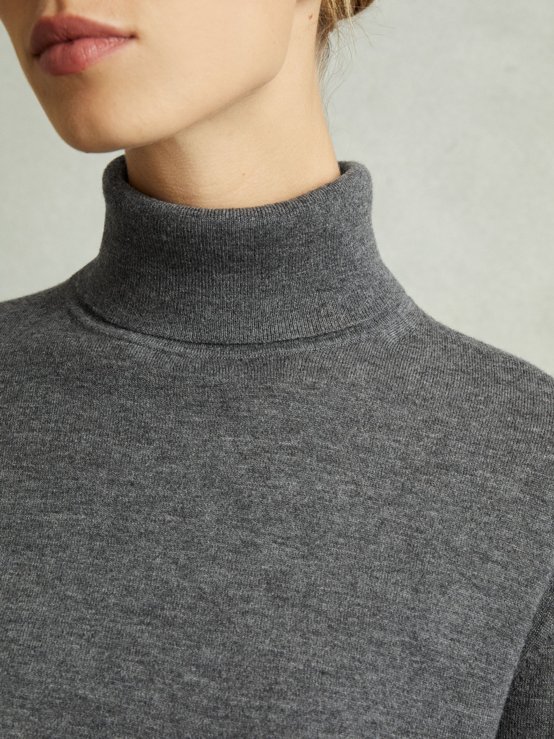 Merino Wool Roll Neck Jumper in Charcoal