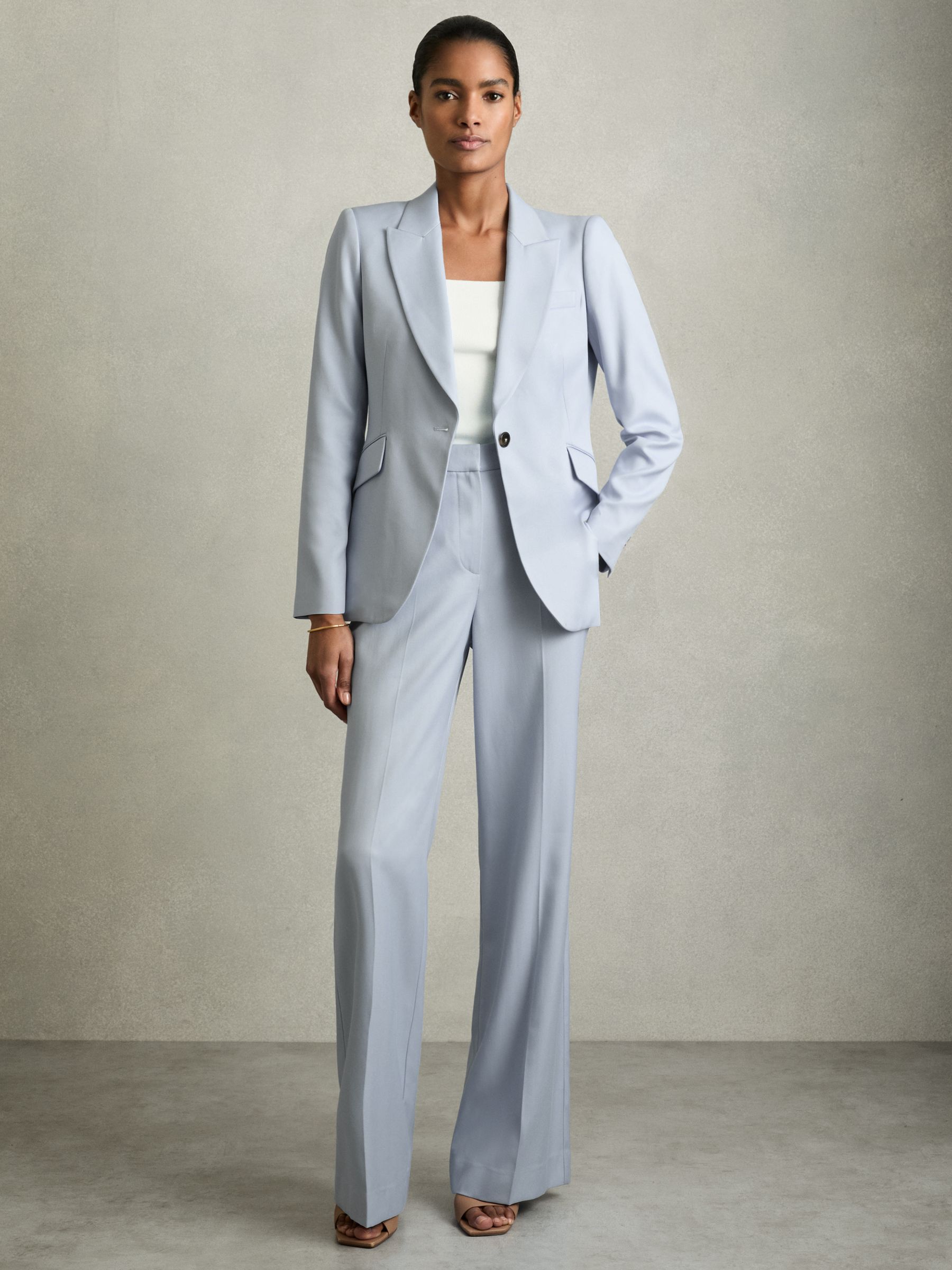 Wide-Leg Tailored Trousers in Blue