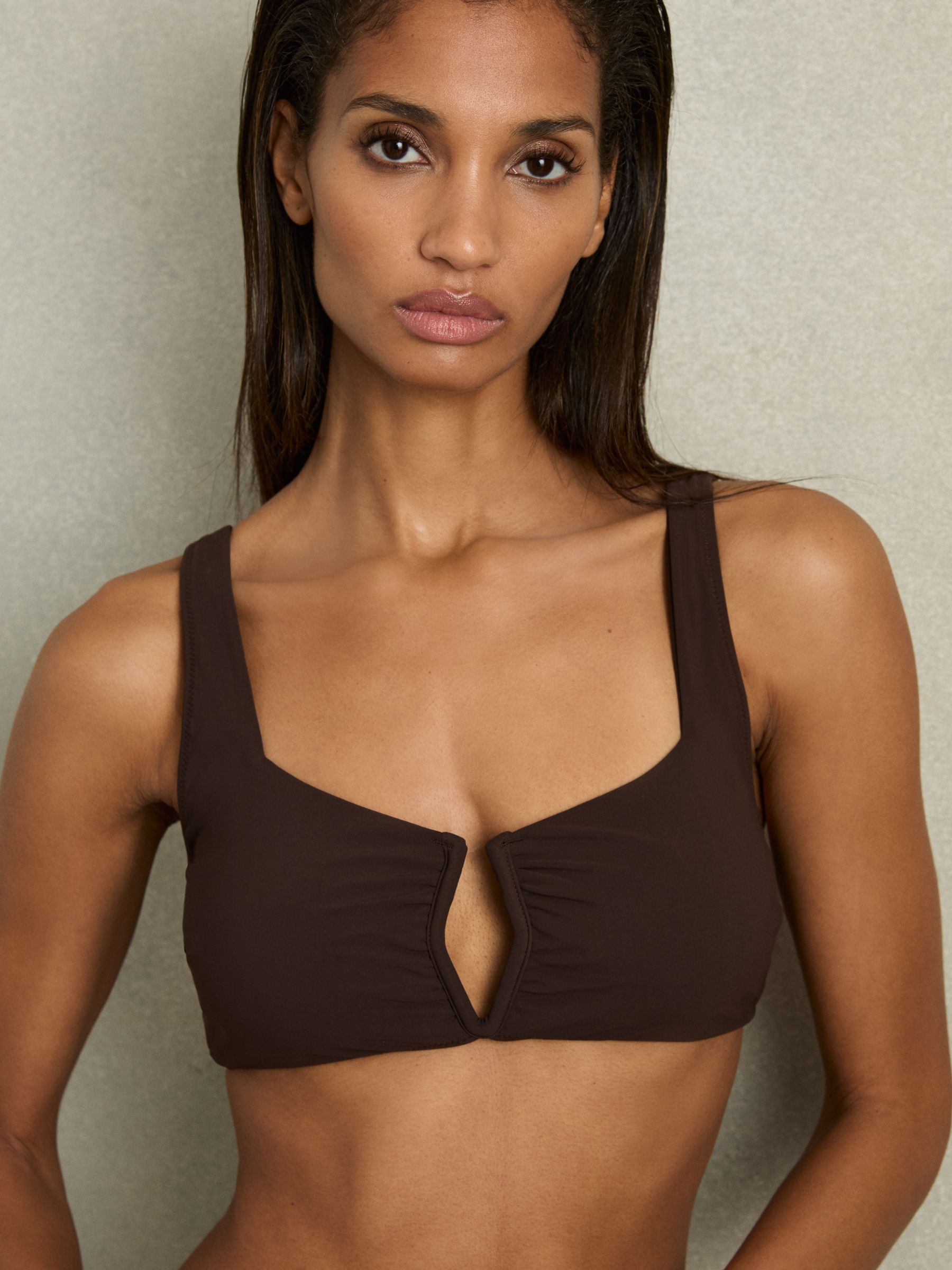 V-Front Bikini Top in Mocha