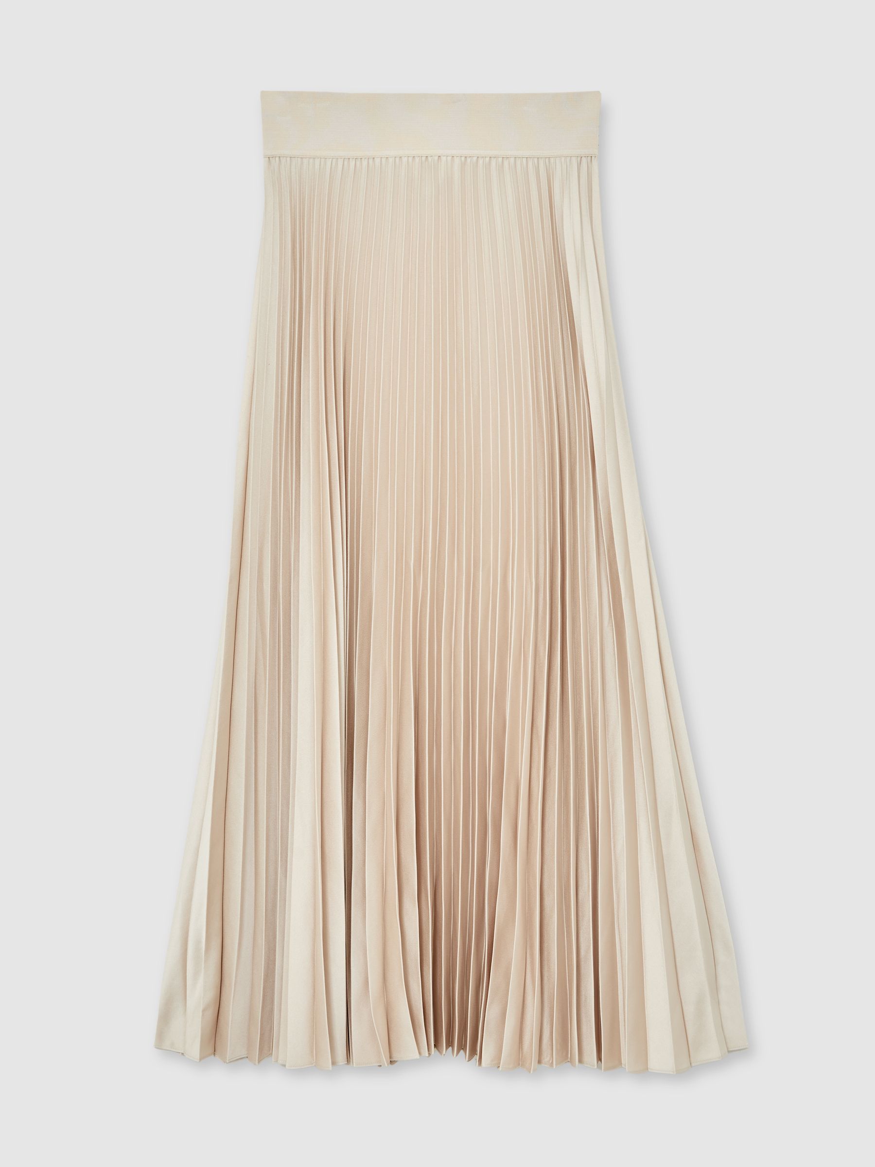 Pleated Midi Skirt in Champagne Neutral