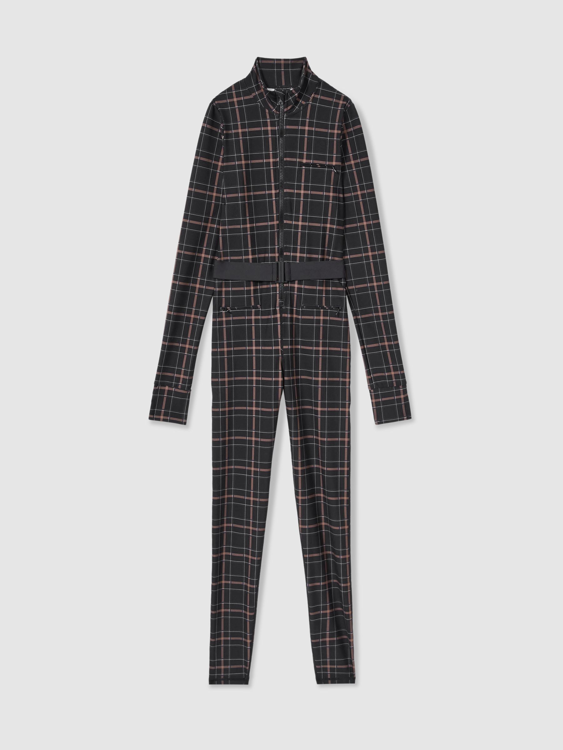 The Upside Belted Check Jumpsuit in Black Check