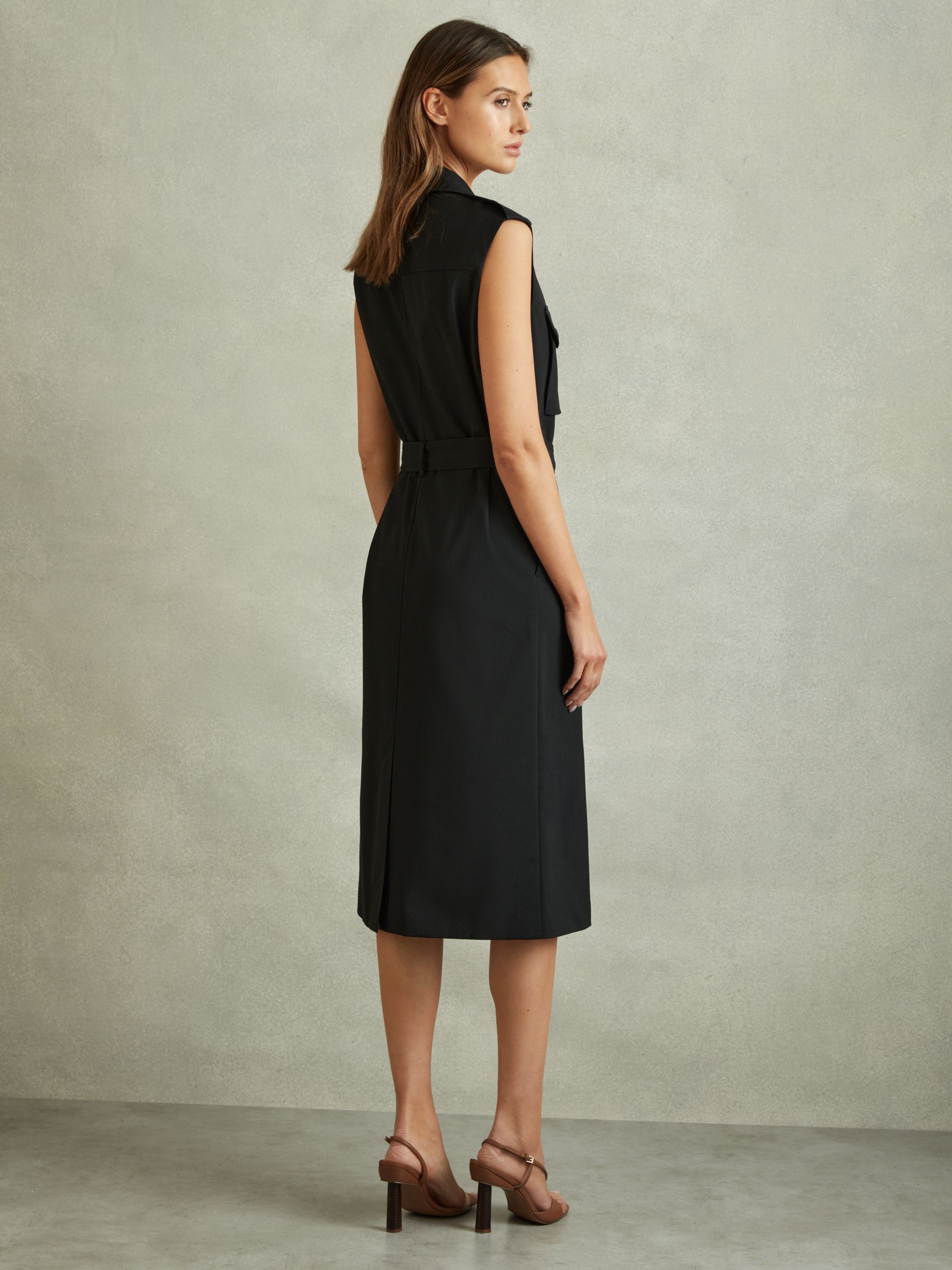 Petite Wool Blend Double Breasted Midi Dress in Black
