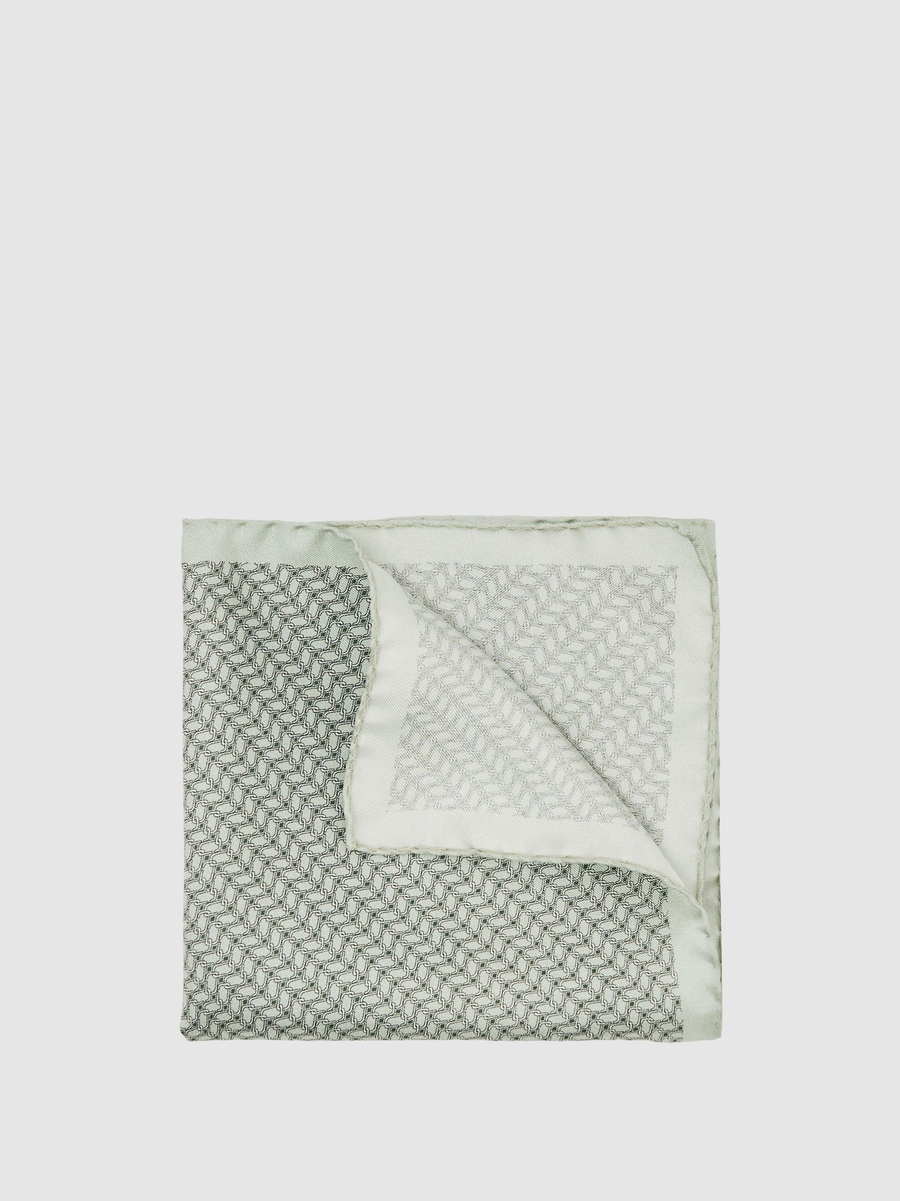 Geo Chain Detail Pocket Square in Sage