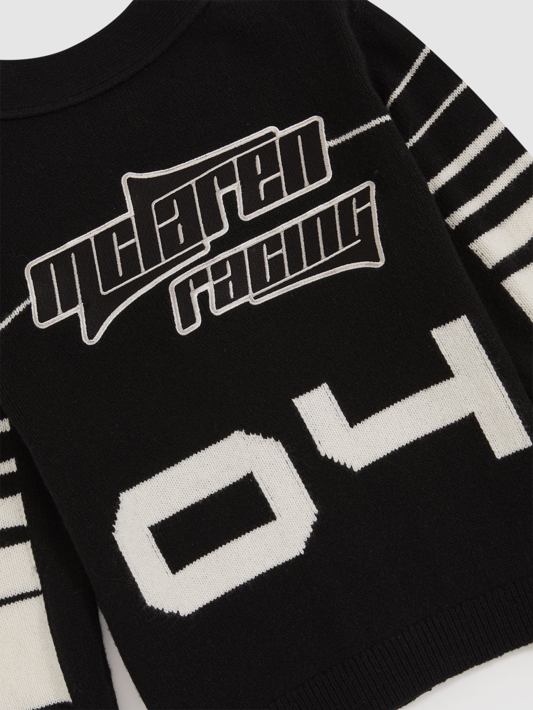 3-9 yrs Unisex Fit McLaren F1 Team Varsity Wool-Cashmere Cardigan in Black