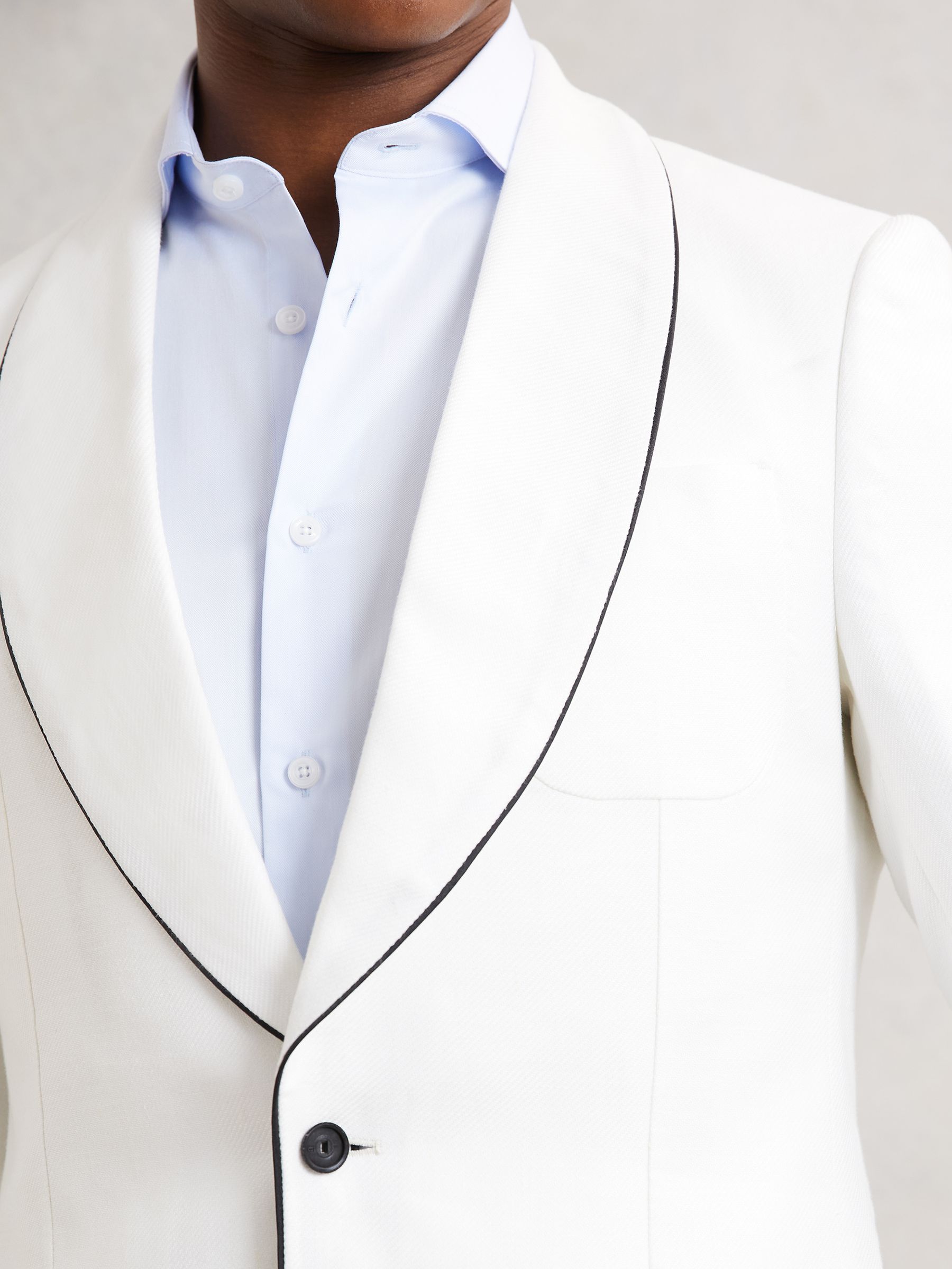 Single-Breasted Blazer with Linen in Ivory White