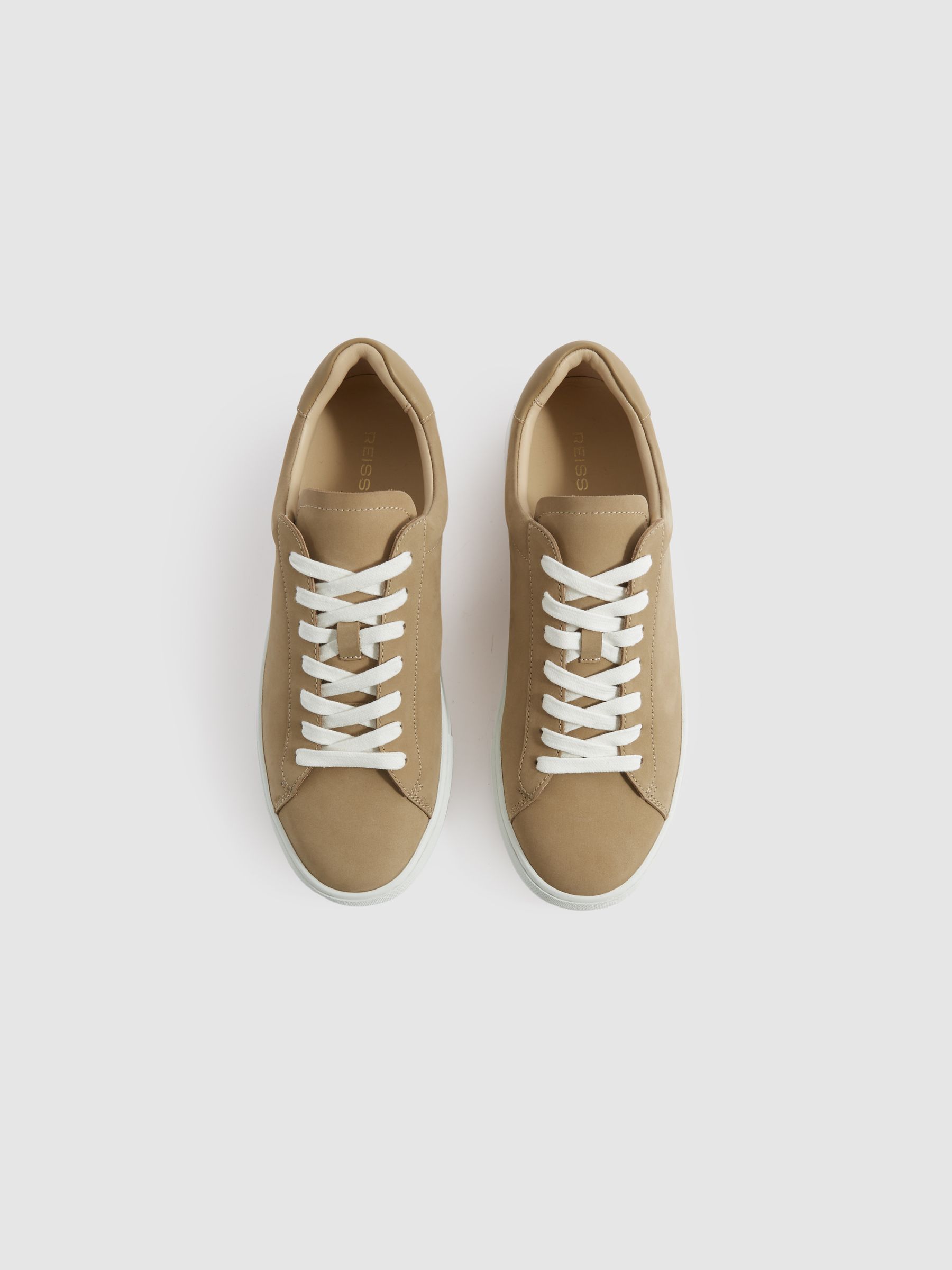 Nubuck Leather Low Top Trainers in Camel