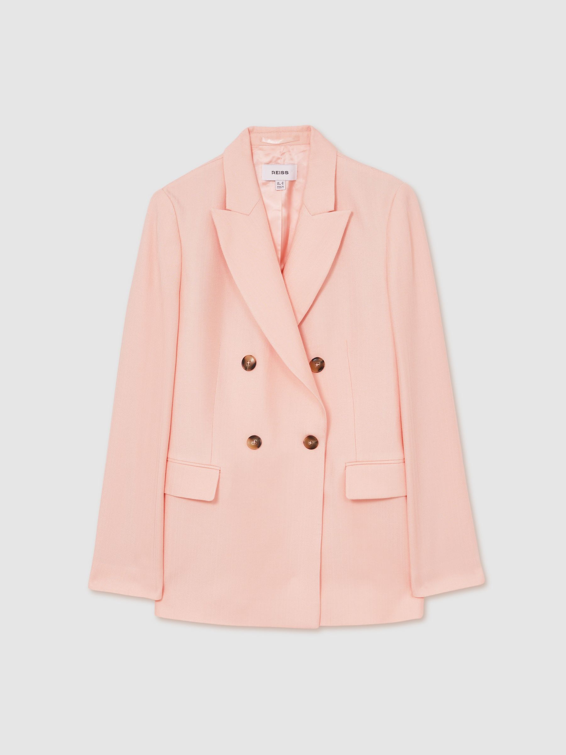 Double-Breasted Peak-Lapel Suit Jacket in Pink