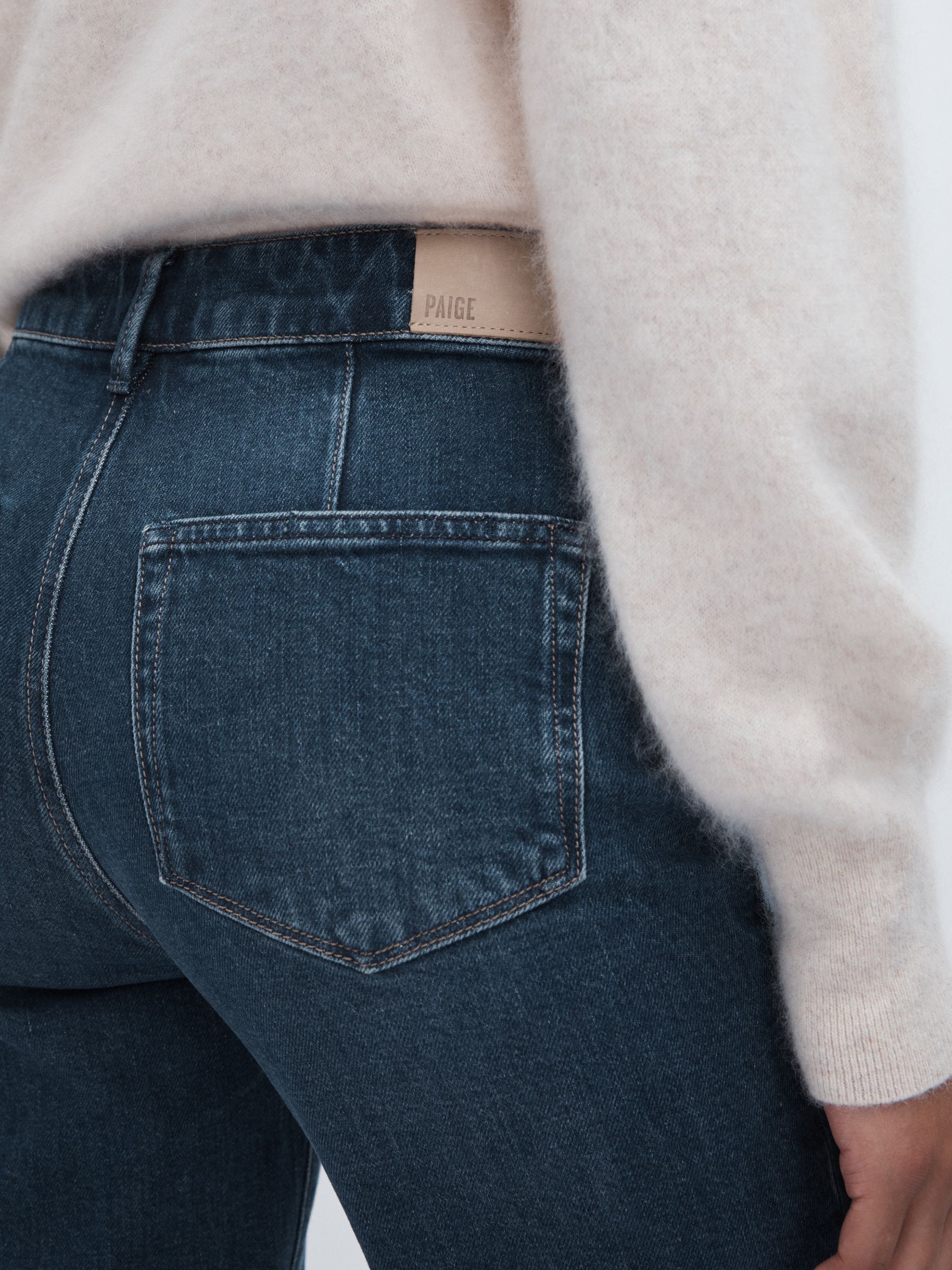 Paige Savon Blue Wide Leg Patch Pocket Jeans in Savon Blue