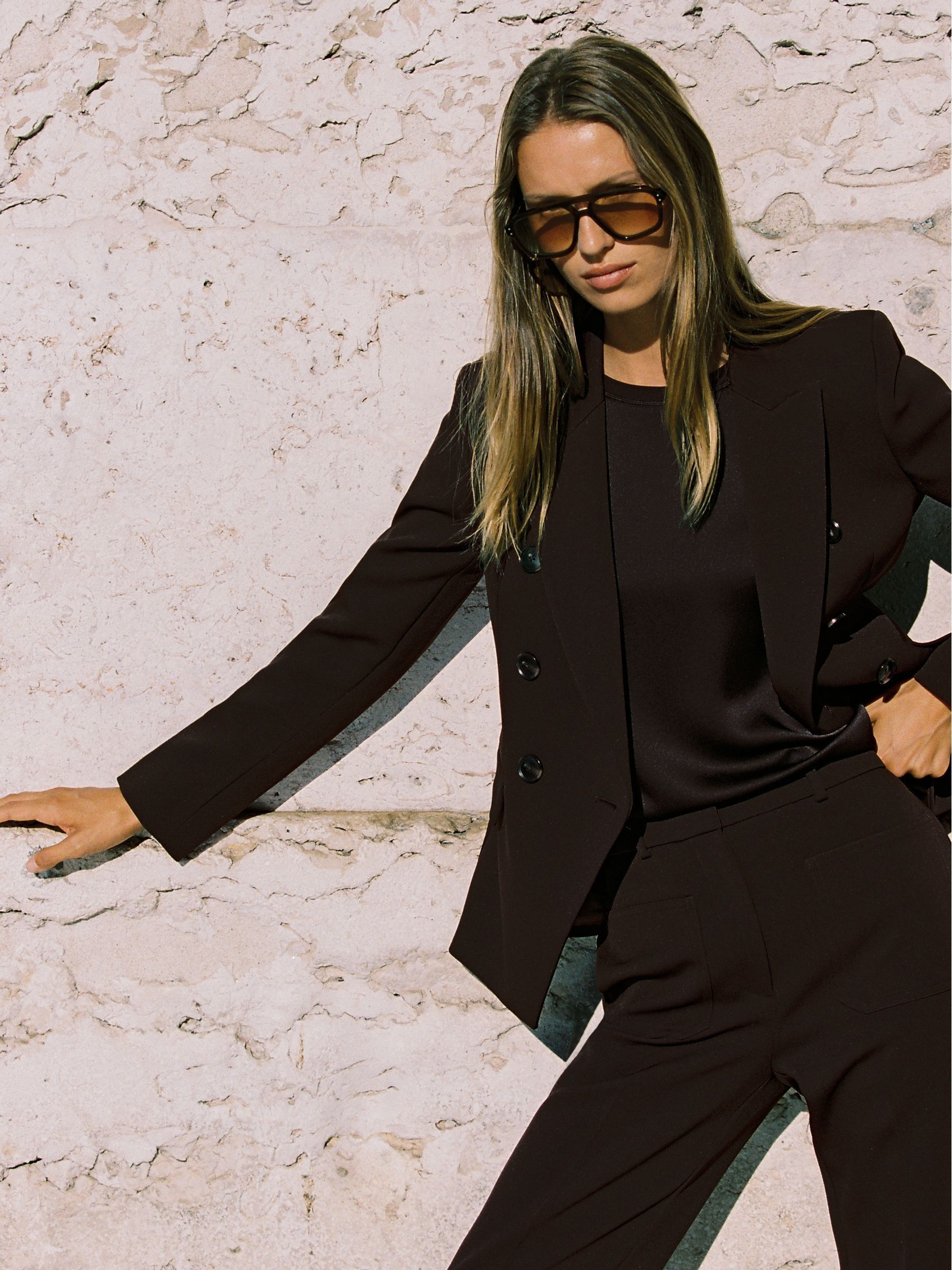 Double-Breasted Suit Blazer in Chocolate Brown